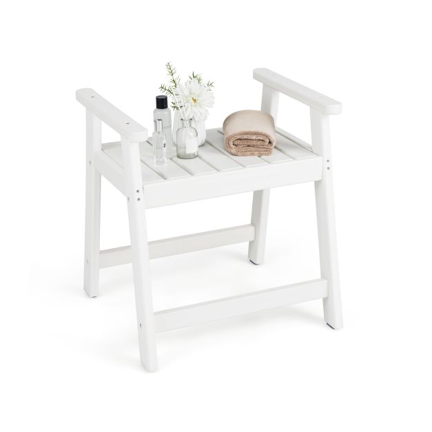 Tugev dušipink käetugedega siseduši jaoks, raseerimisjalad - valge