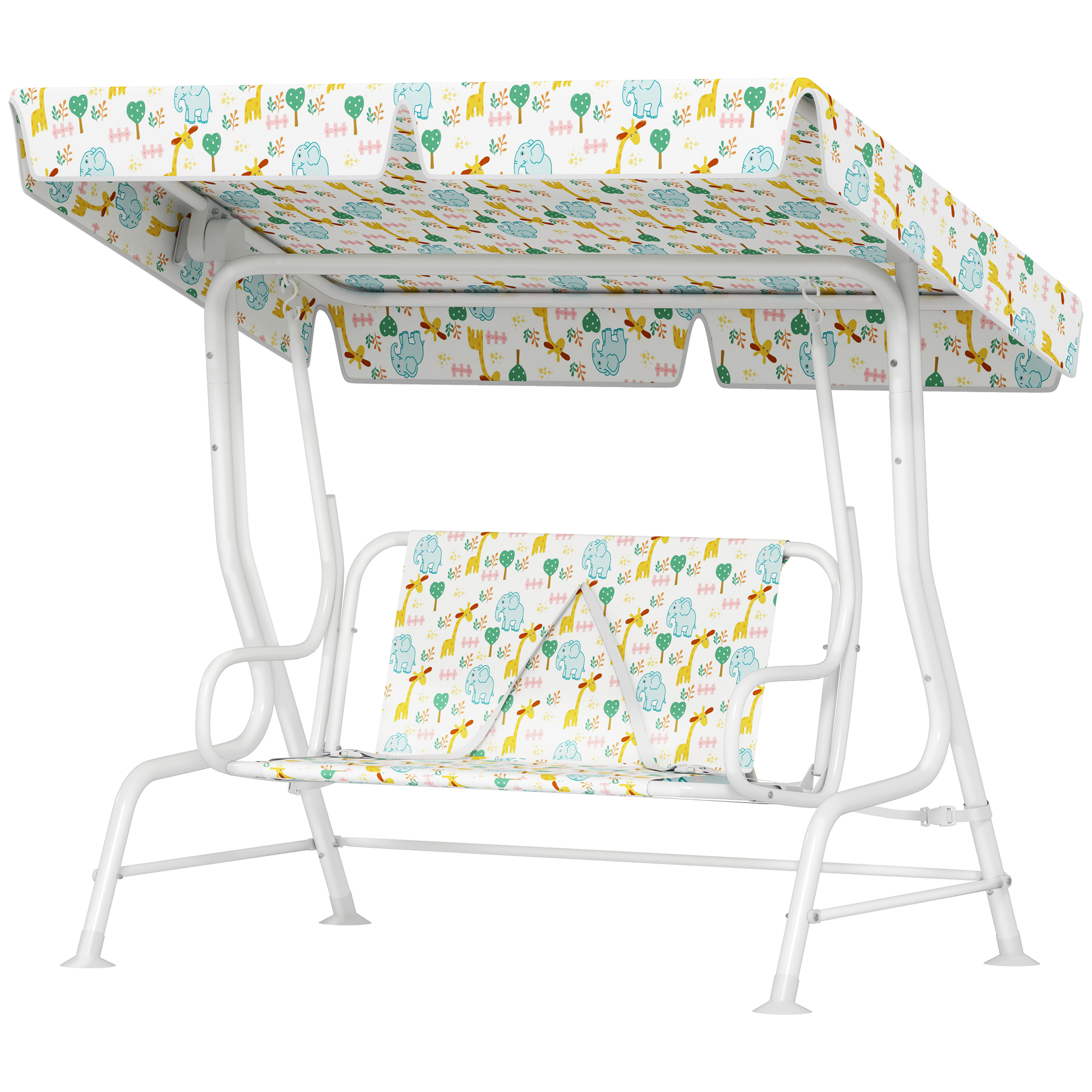 Laste aiakiik, terasraam, 2-kohaline, kandevõime 60 kg, valge