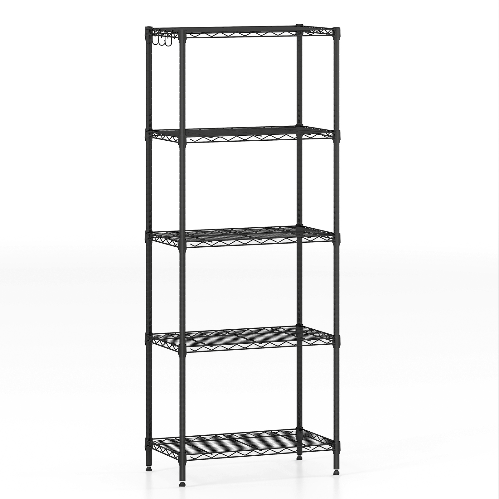 Metallist hoiuriiul, mitmetasandiline, vastupidav, reguleeritav universaalriiul, 59 x 34 x 152 cm, must