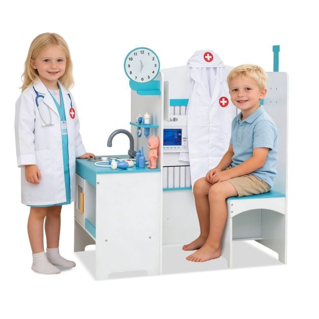 Lastele mõeldud arsti mängukomplekt reguleeritava kõrgusega kangiga - sinine