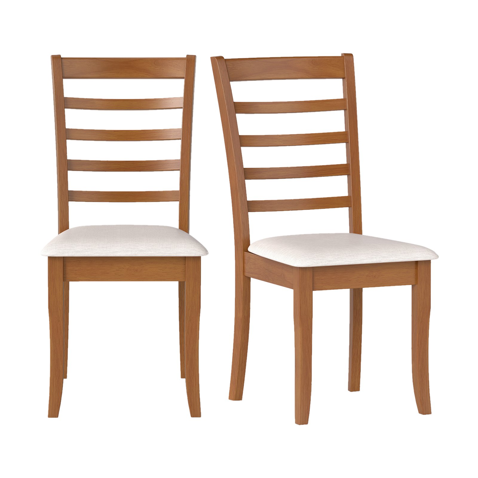 2-osaline puidust söögitool modernse polsterdusega-beez