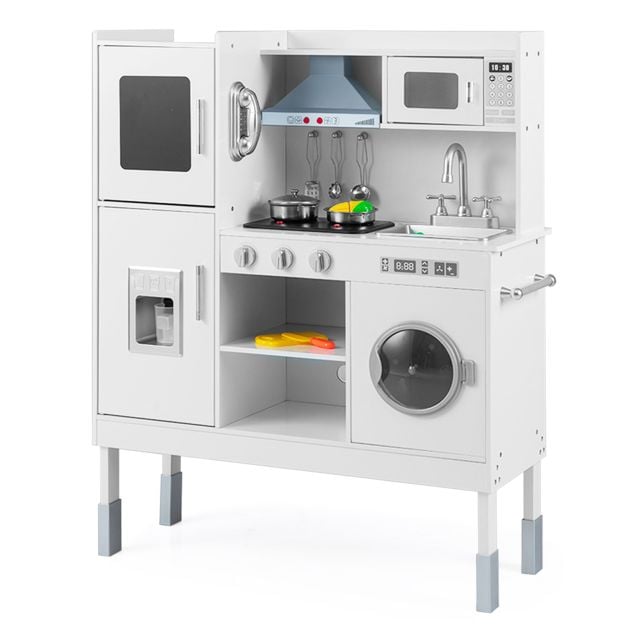 Puidust laste mänguköök 16 tarvikuga, valge