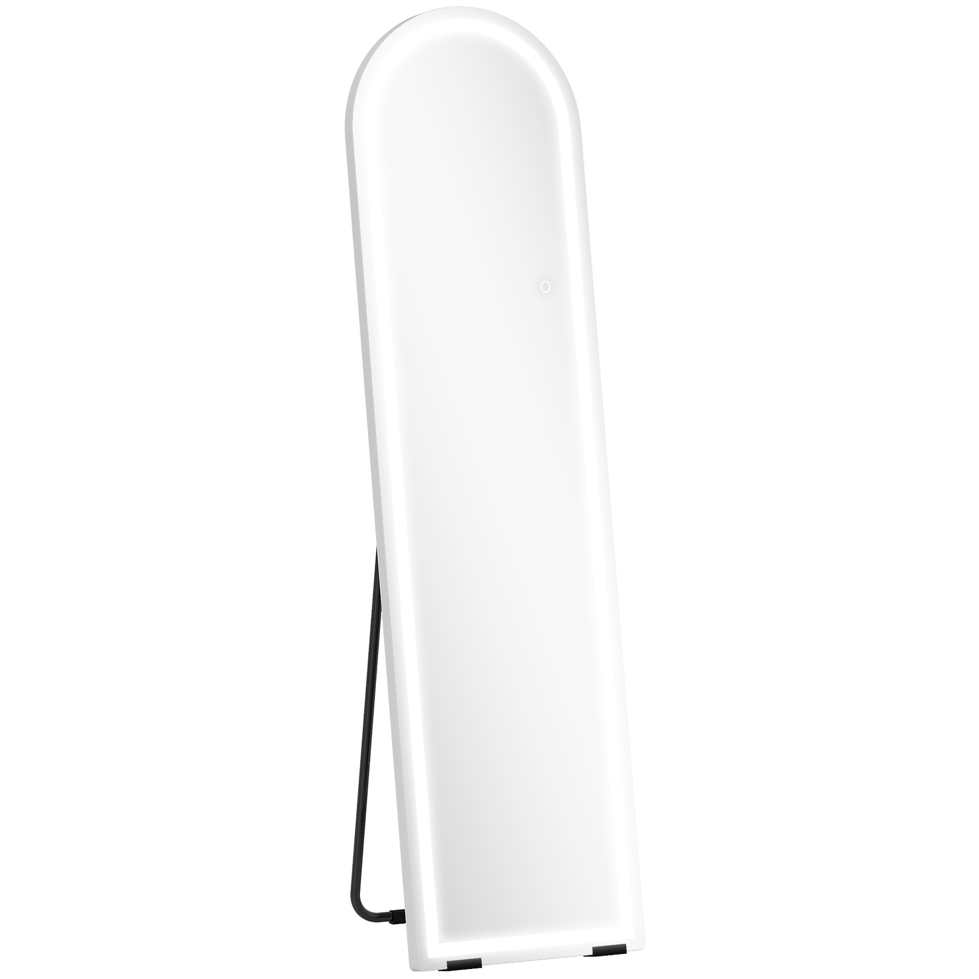 Täispikk peegel LED-tuledega, 150 x 40 cm, kumer, hämardatav, 3 heledat värvi, eraldiseisev või seinale kinnitatav, valge