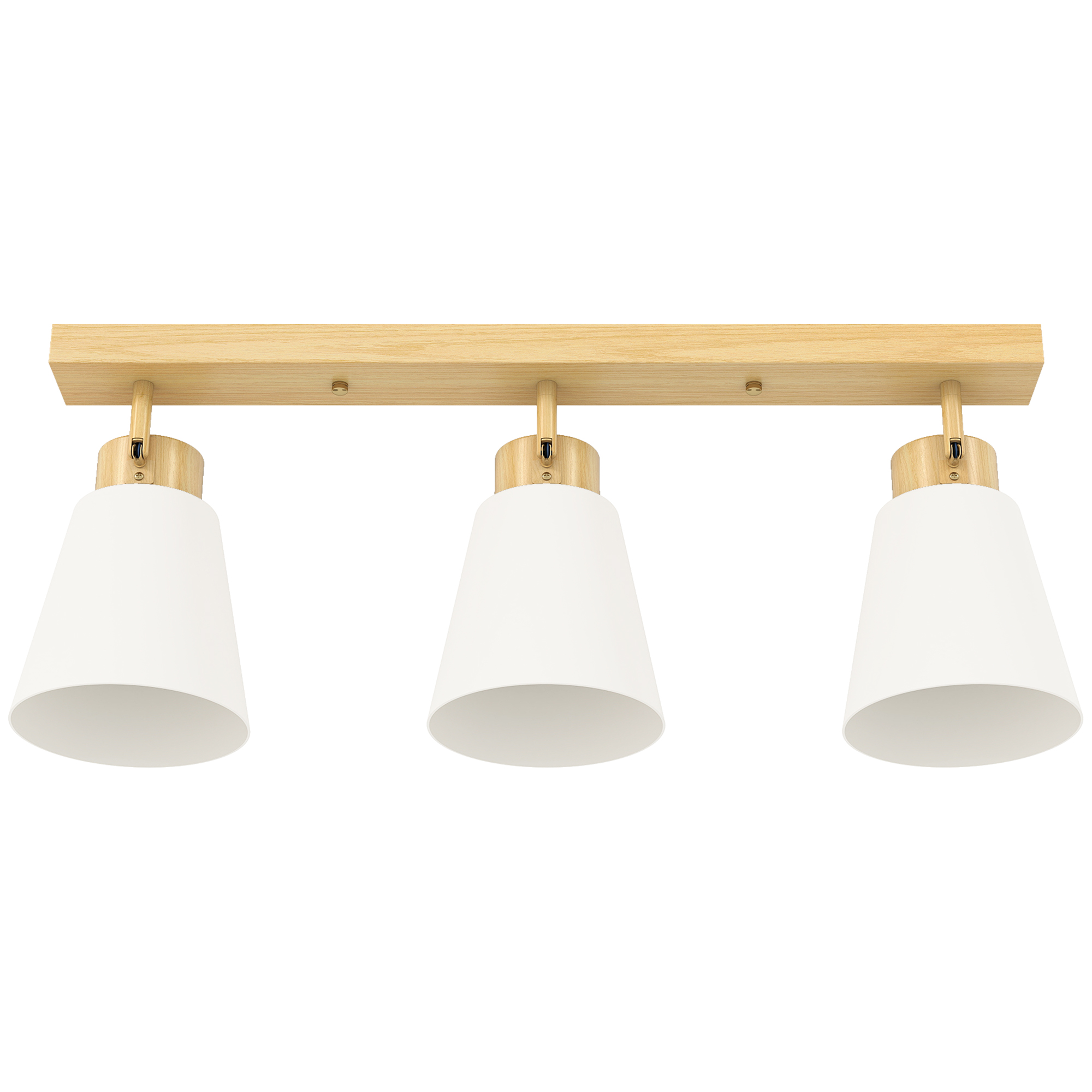 LED-laevalgusti 40W, kahekordse kinnitusega laelamp 90° reguleeritavate peadega, 3 E27 sokliga, naturaalne puit
