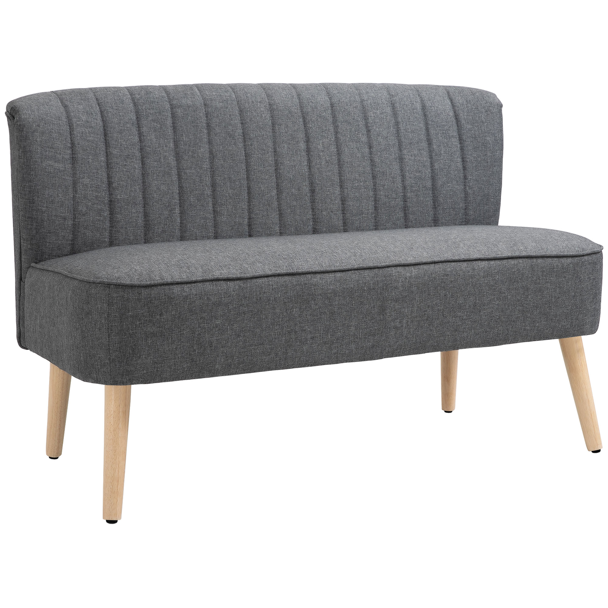 2-kohaline diivan, polsterdatud linase välimusega diivan, puitraam, elutuppa/magamisttuppa, 117 cm, hall