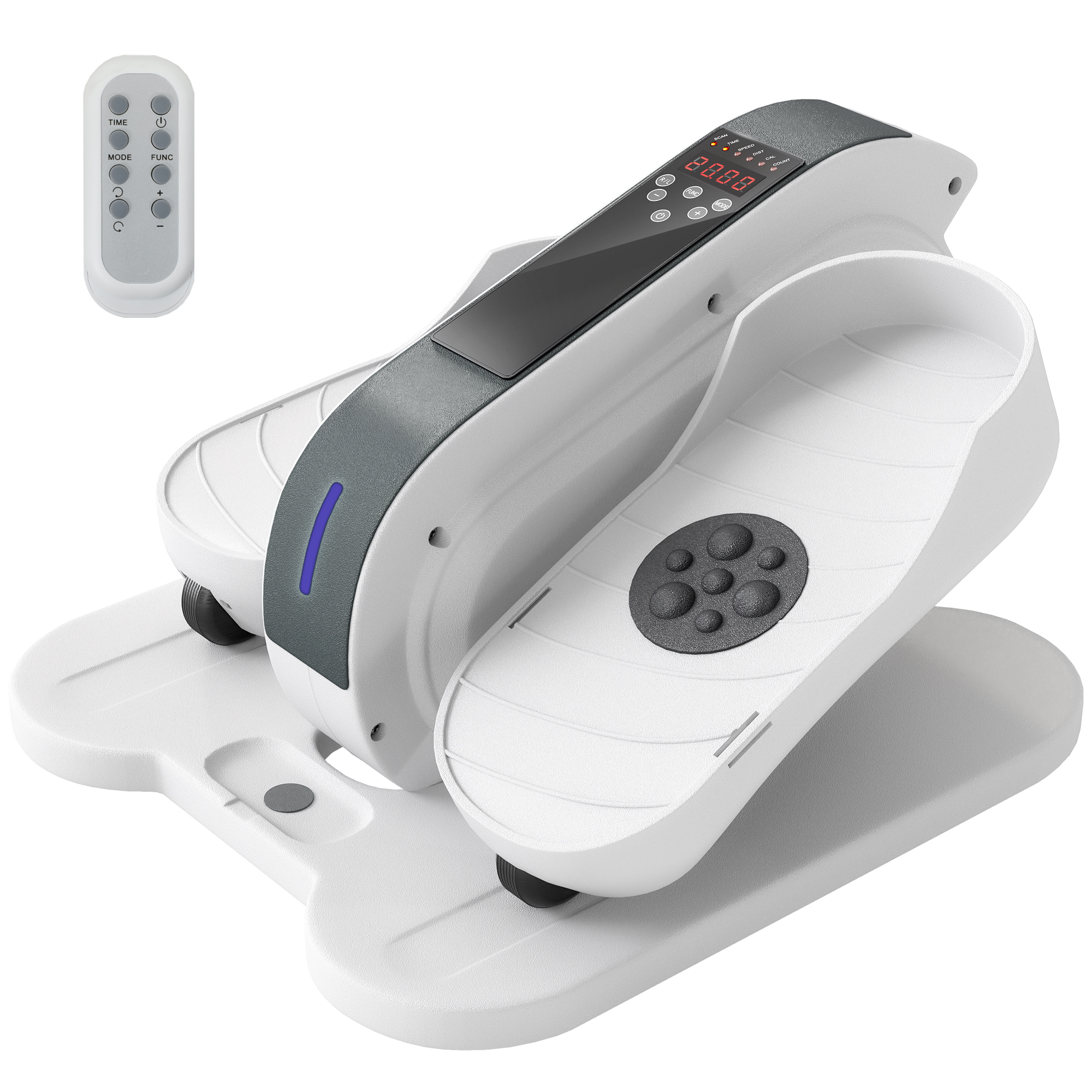 SPORTNOW istmepedaaliga treener, mini elliptiline trenažöör LCD-ekraaniga, puldiga, 10 reguleeritavat kiirusetaset, valge