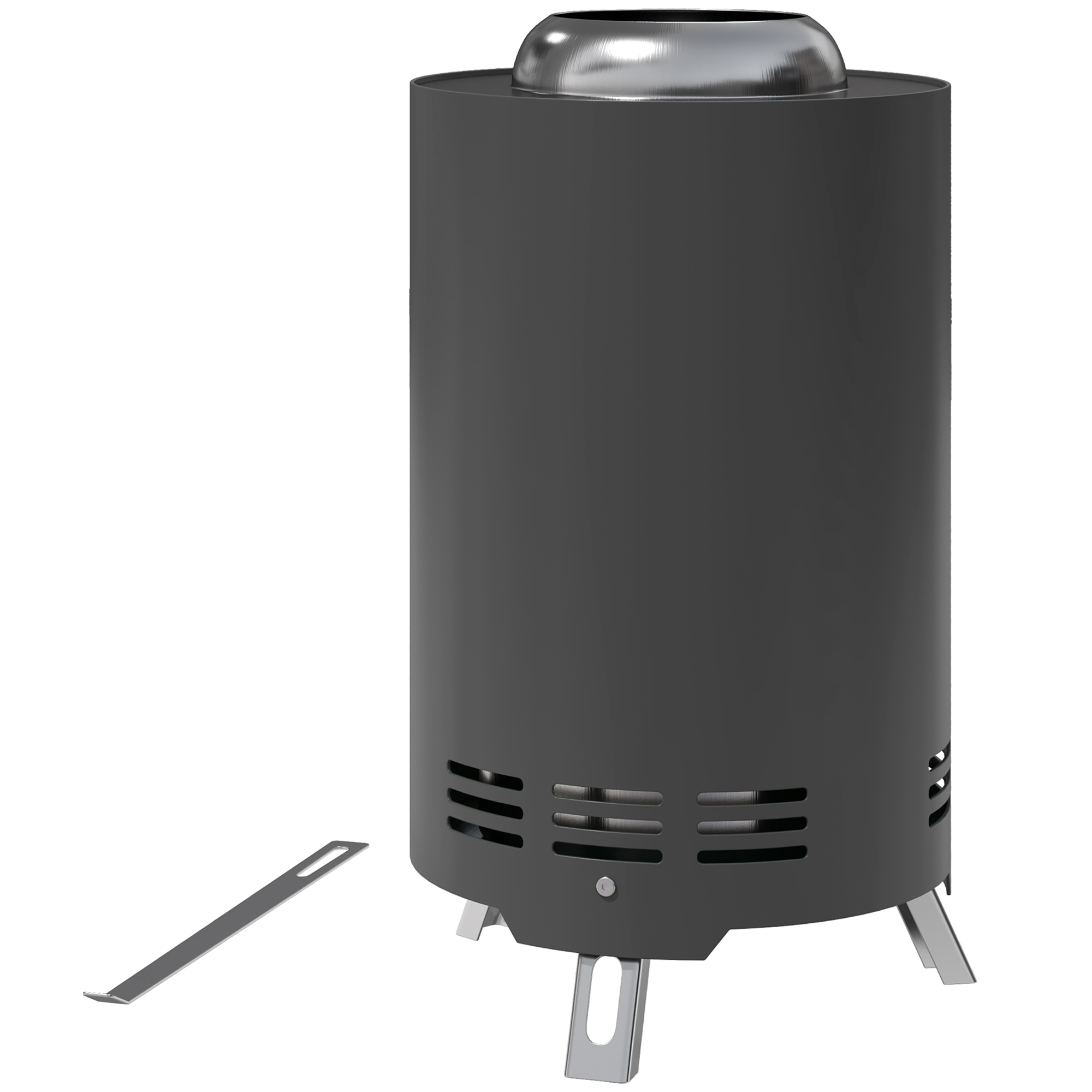 Roostevabast terasest lõkkekauss Ø16x25cm, lõkkease rootoriga, suitsuvabad lõkkekausid, hall