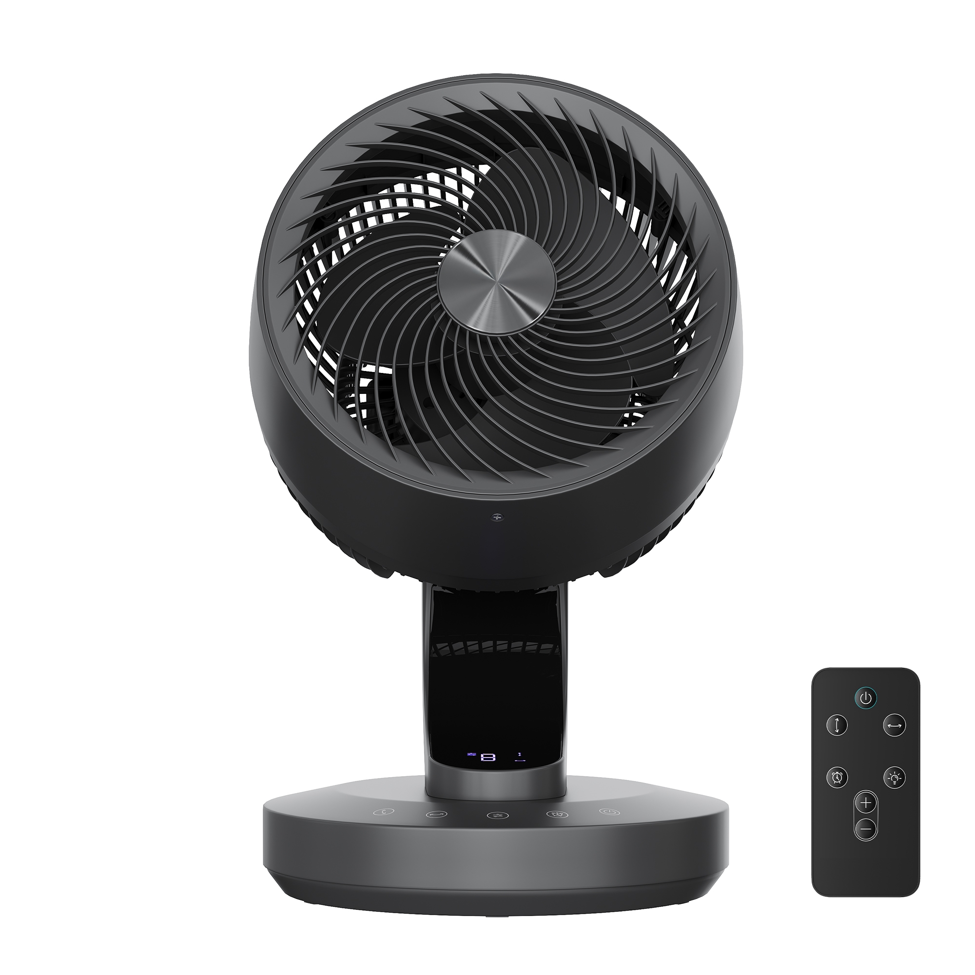 Lauaventilaator LED-ekraaniga, vaikne ventilaator 20 dB, 8 kiirust, must