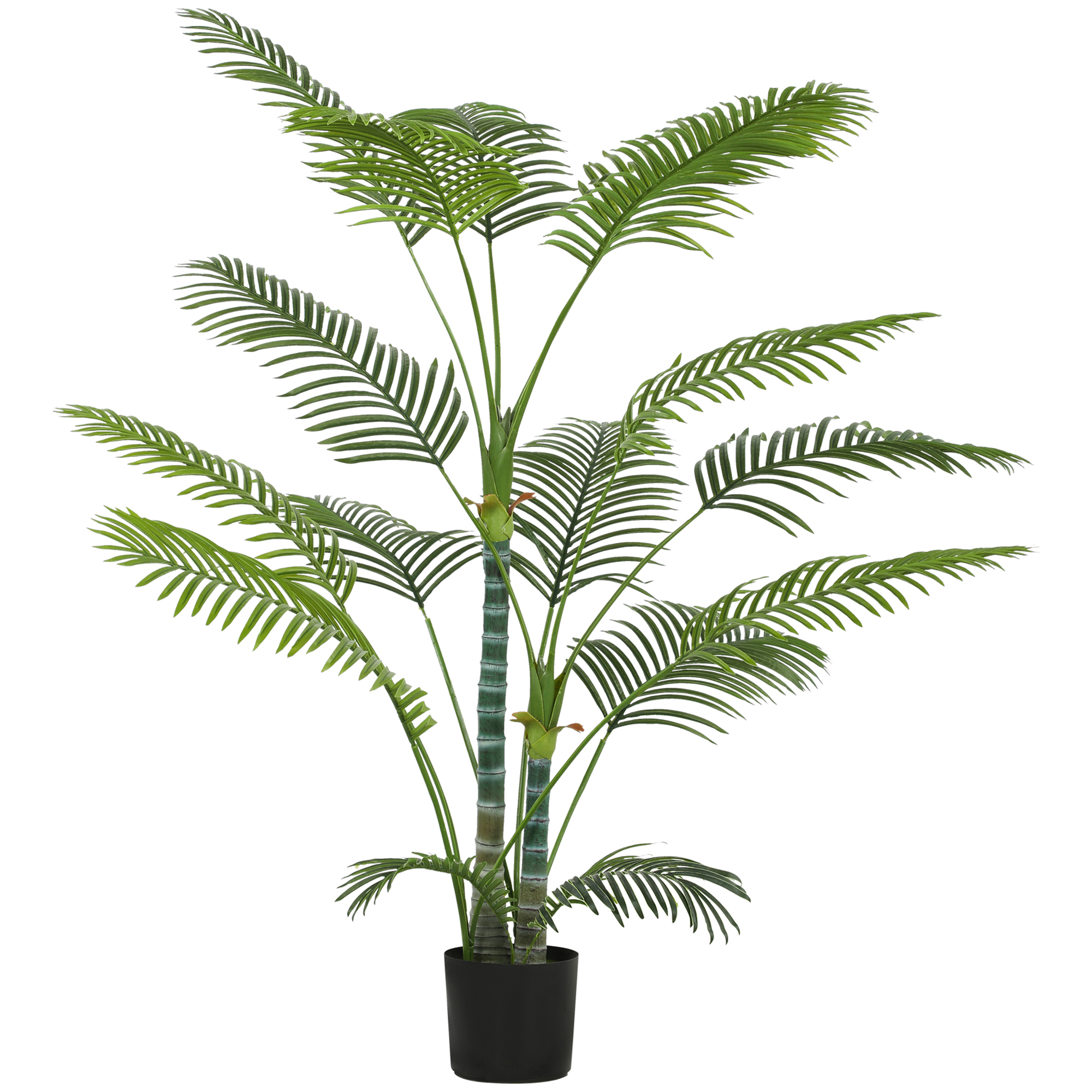 Kunstpalm 16 plastlehega, UV-kindel kunstaim plastpotiga, sise- ja välistingimustes kasutamiseks, roheline