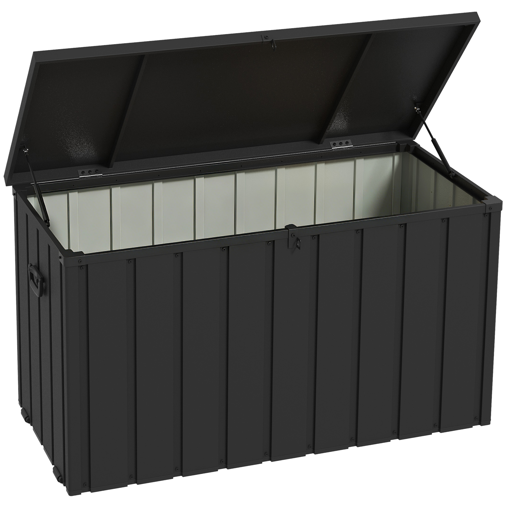 Hoiukast, aiakamber, 450L hoiuruumiga, 2 ratast, terasraam, 125x61x70 cm, tumehall