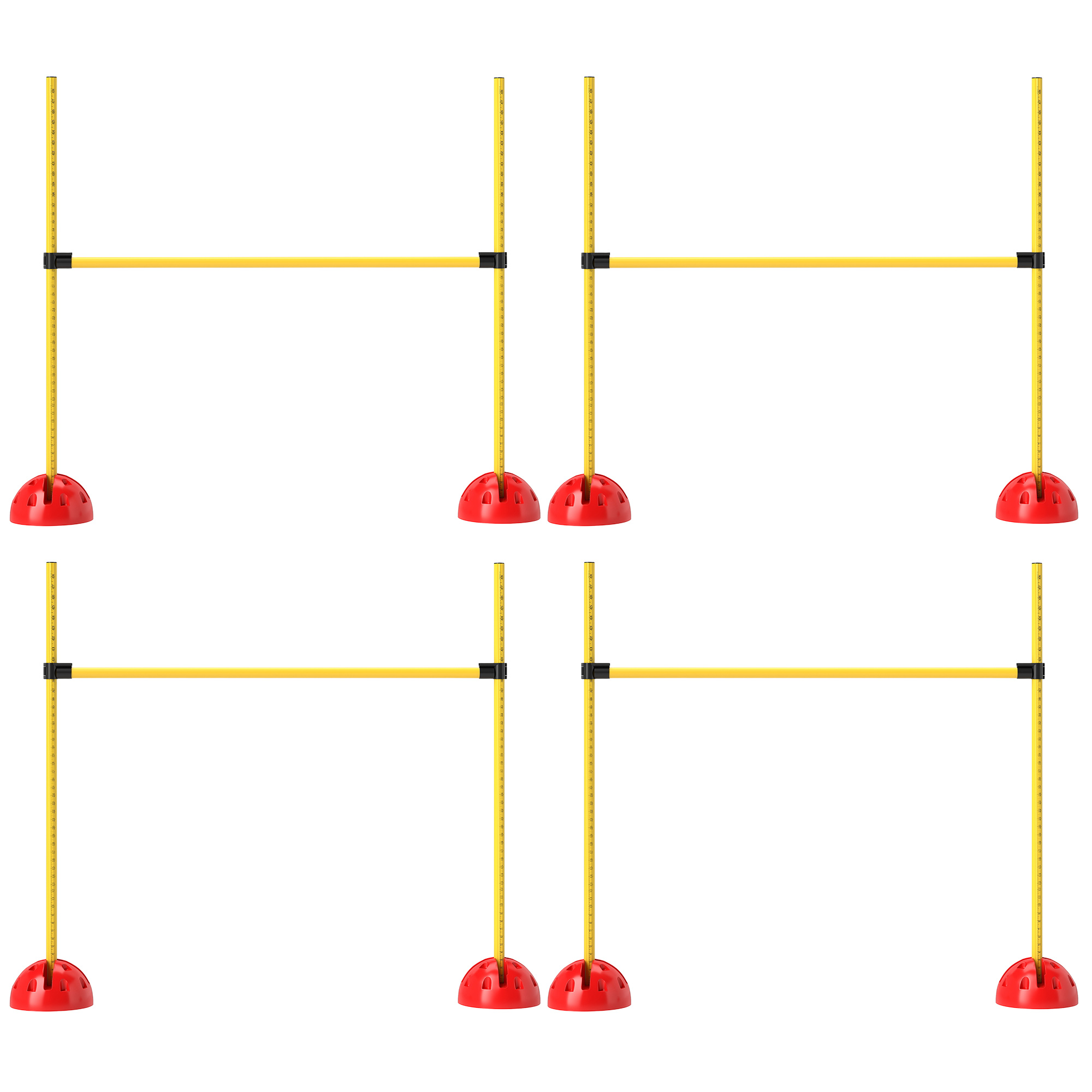 4-osaline koerte agilitykomplekt 4 tõkkejooksu ja hüppetreeningu kotiga, kollane
