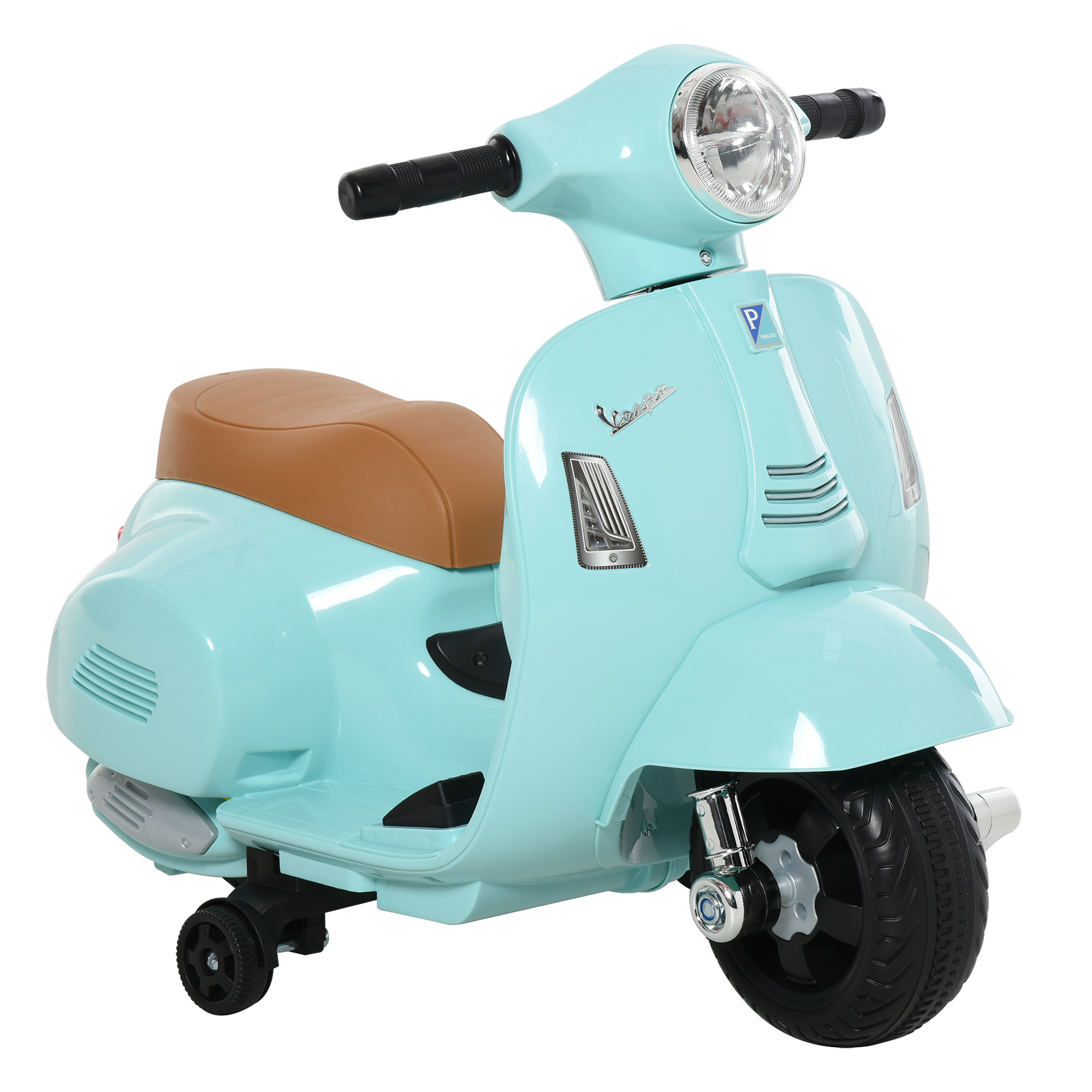 Elektriline lastemootorratas Vespa, LED-tulega elektrimootorratas, heli, laste elektrimootorratas lastele vanuses 18–36 kuud, roheline