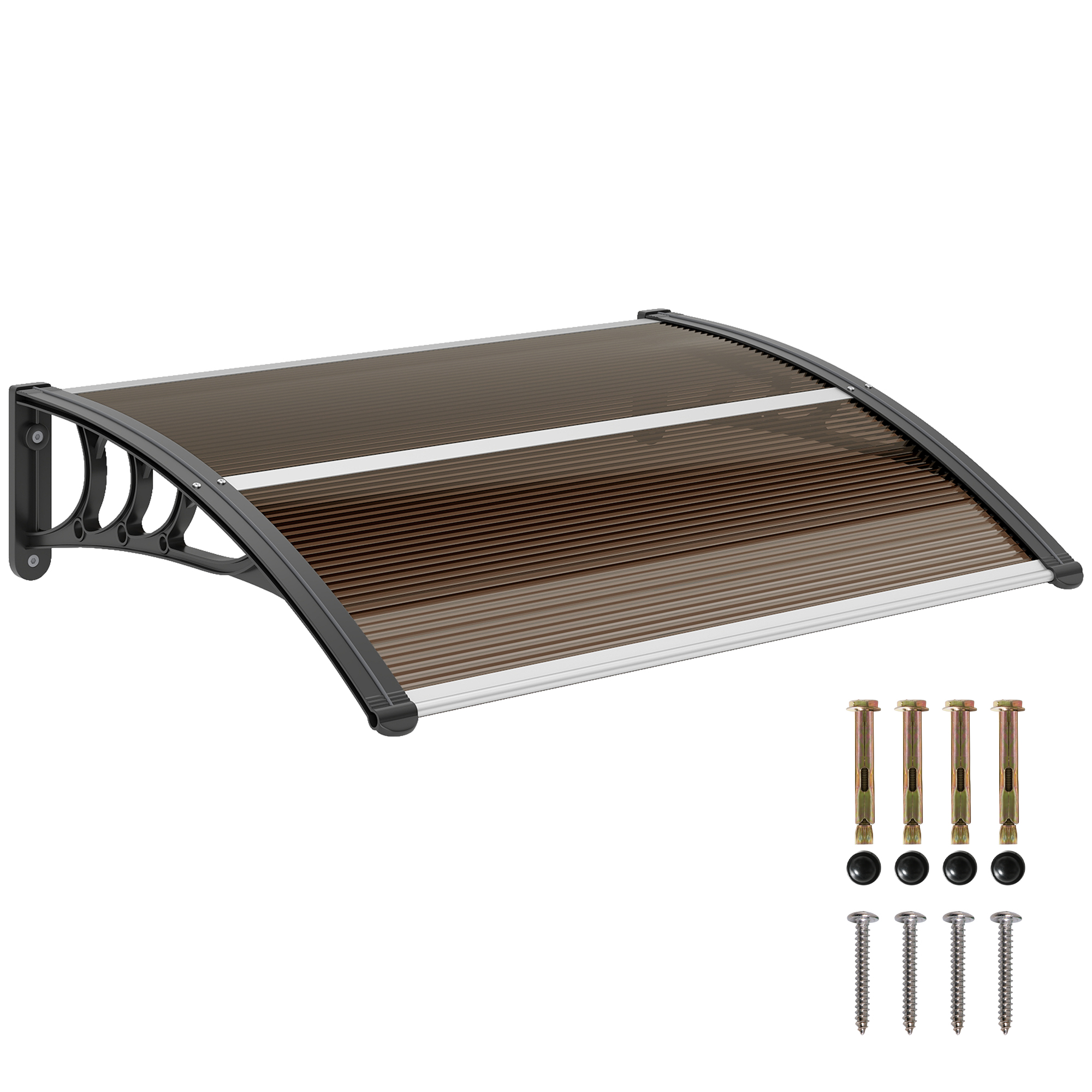 Outsunny uksevarikatus 75 x 100 cm kaldkatus polükarbonaadist pruun