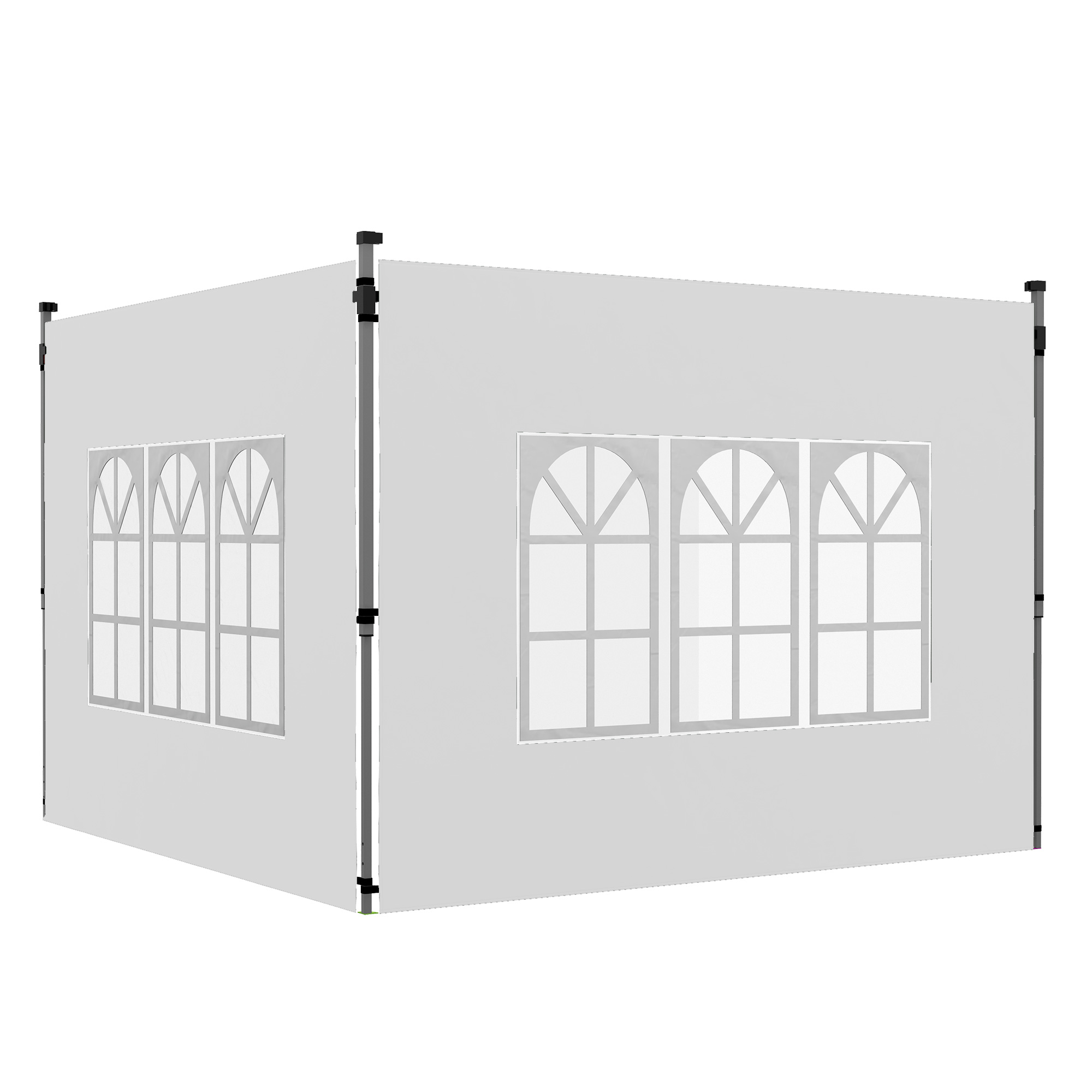 2 külgpaneeli komplekt 3x3/3x4 m paviljonile, aknaga külgsein, veekindel, valge