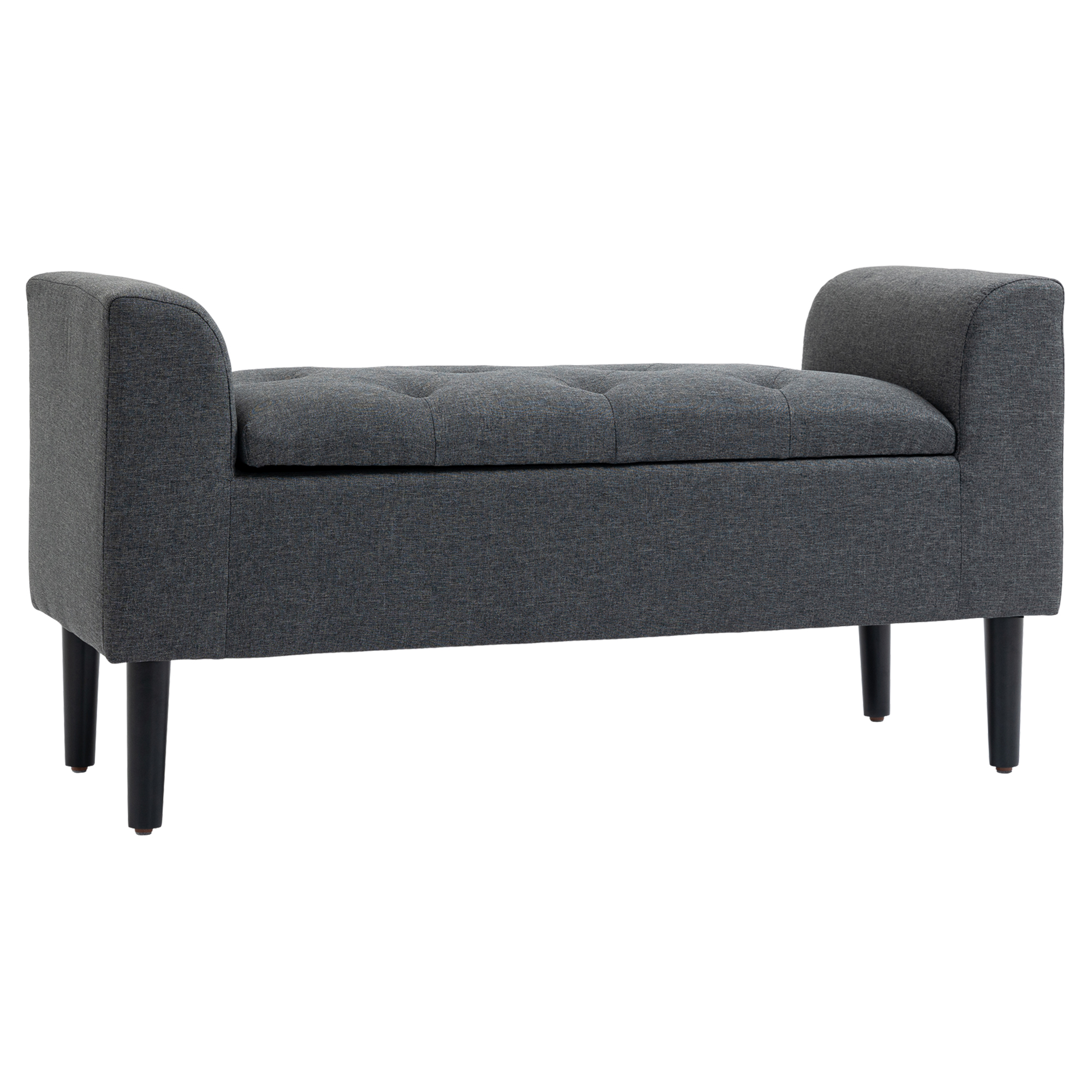 Polsterdatud pink, hoiuruumiga, polsterdatud, kandevõime kuni 130 kg (116 x 44 x 58 cm), tumehall