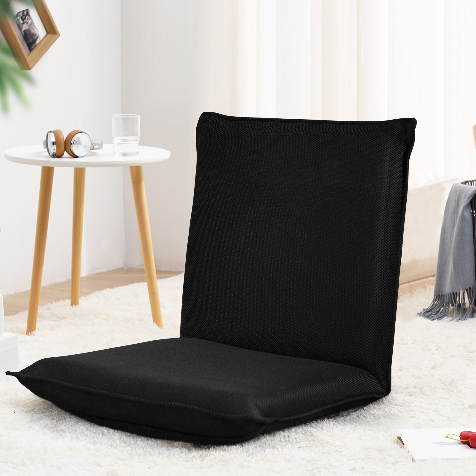 Polsterdatud põrandatool, reguleeritav mänguritool ja laisk diivan (Lazy Sofa), must