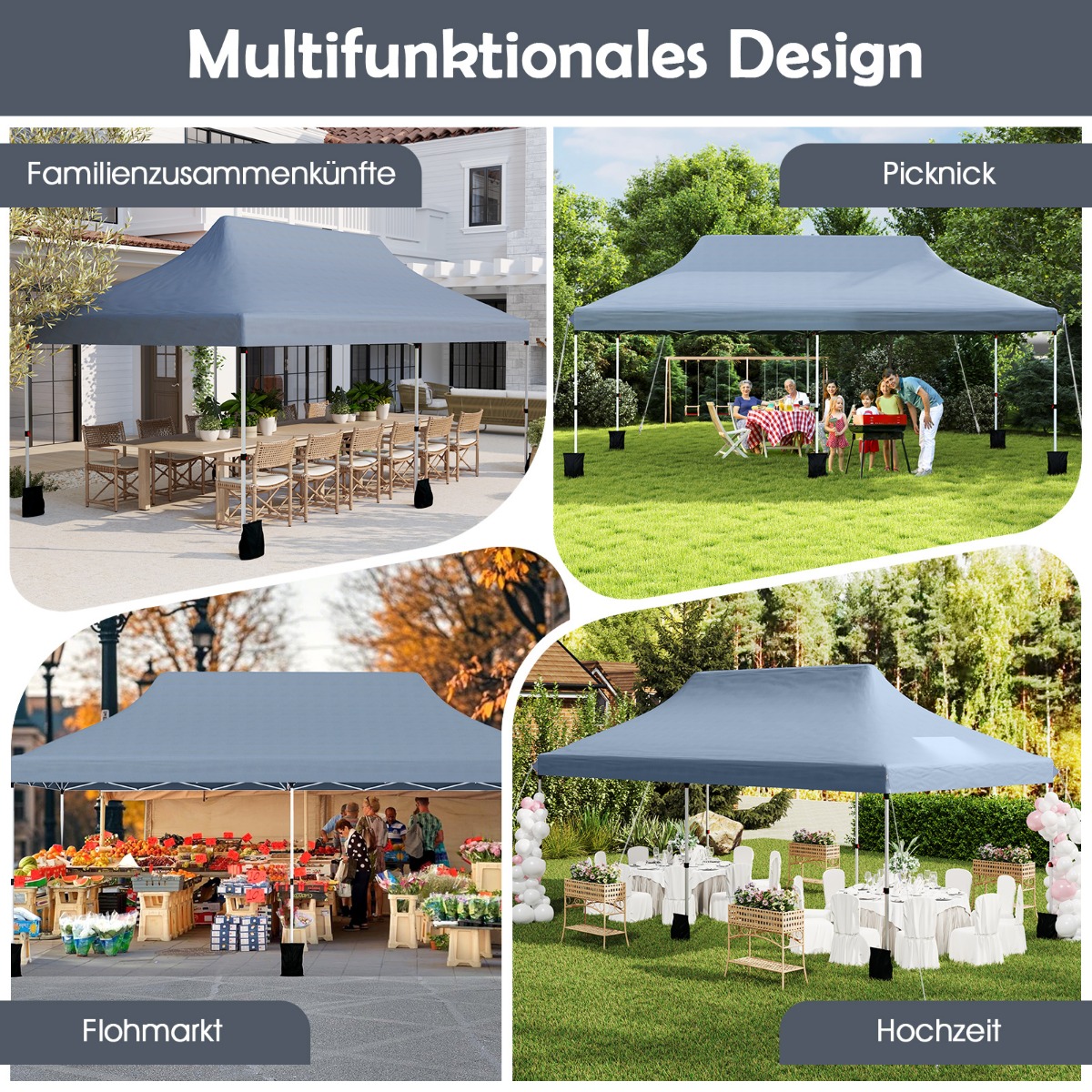 300 x 600 cm suurune pop-up varikatusega kokkupandav üritustelk kandekotiga hall