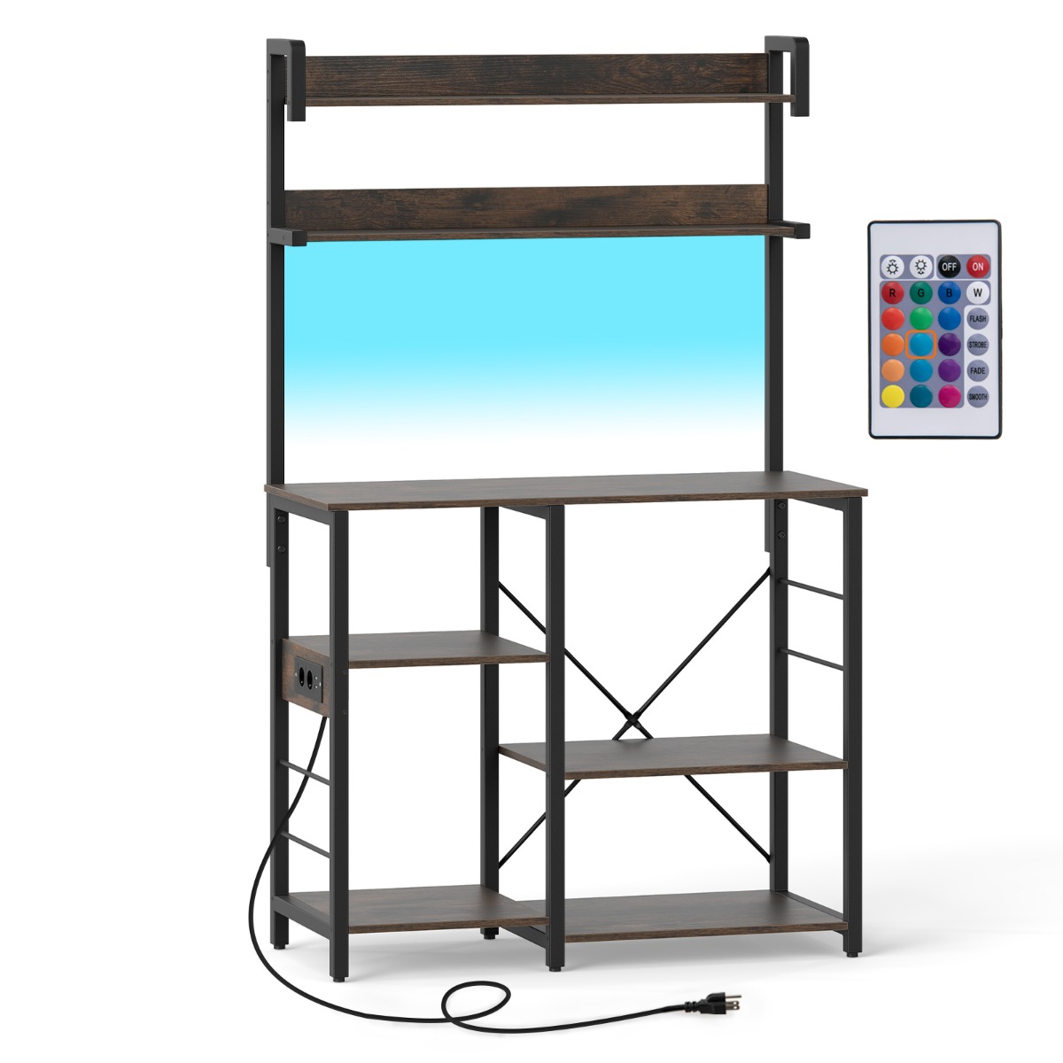 5-korruseline köögiriiul pistikupesadega, LED-valgustus