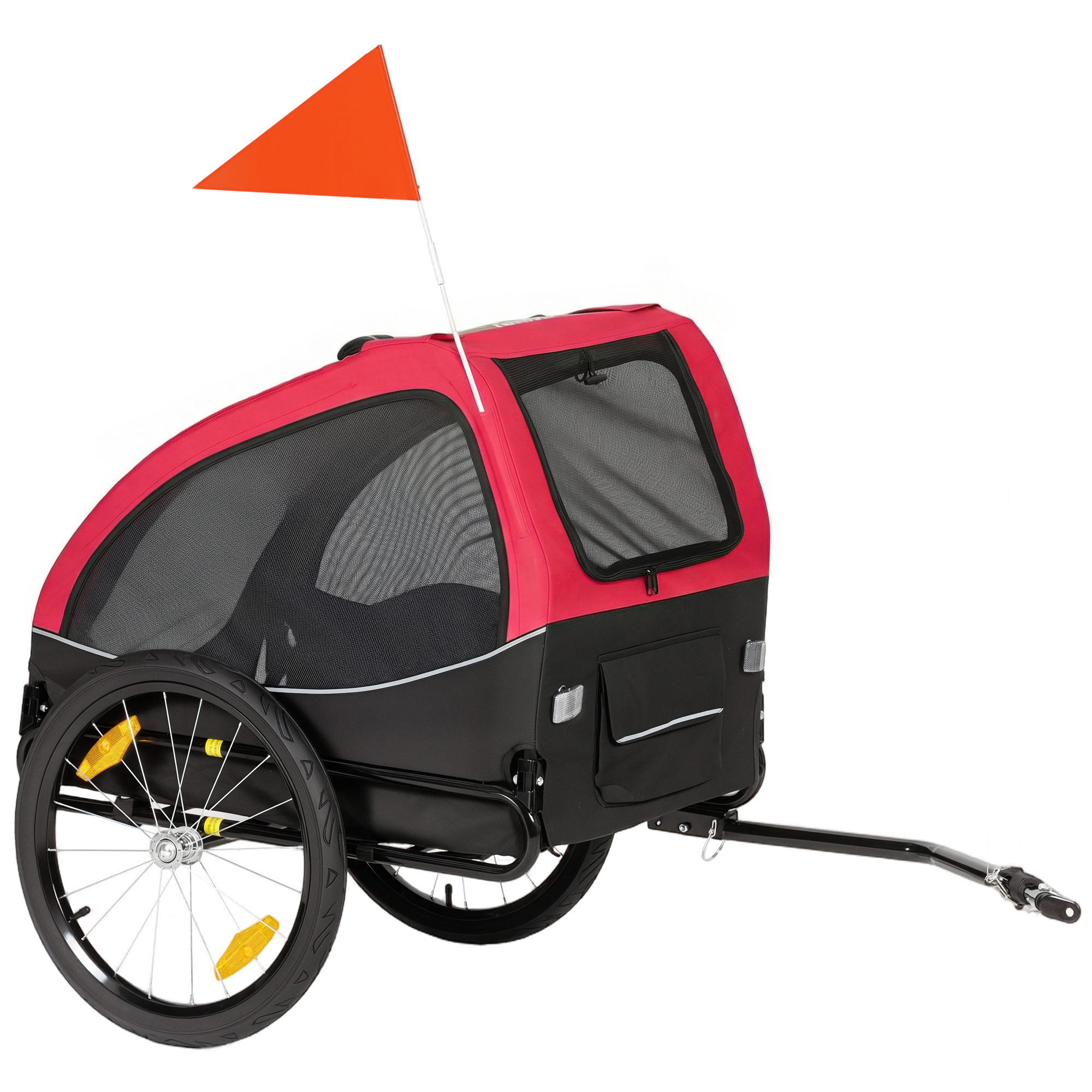 Kokkupandav koerahaagis helkuritega, võrgust akna, rataste, ukse ja turvalipuga koertele kuni 20 kg, 138x70x89 cm, punane