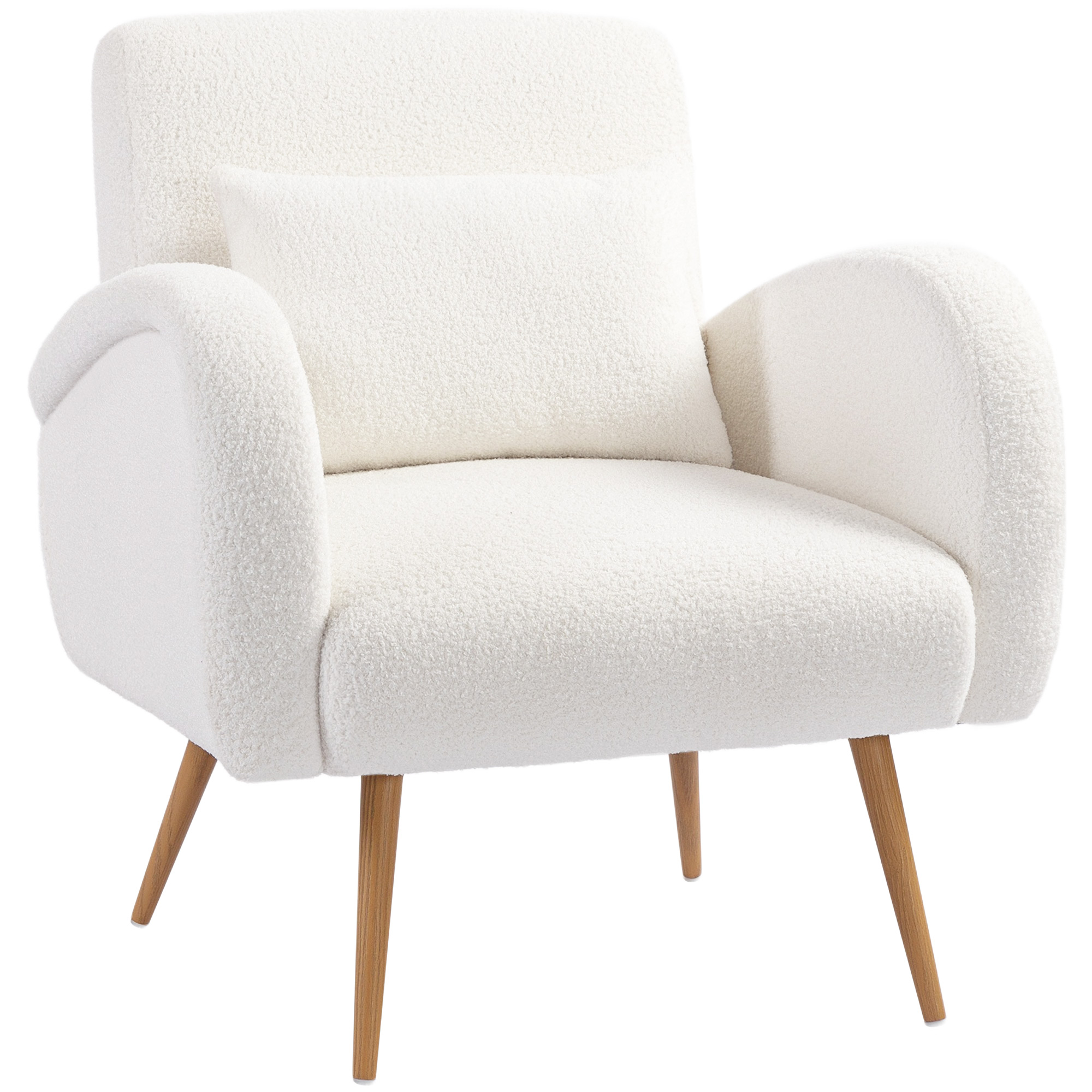 Polsterdatud tugitool, fliisist kate, polsterdatud tugitool nimmepadjaga, metalljalad, lugemistool, kreemvalge