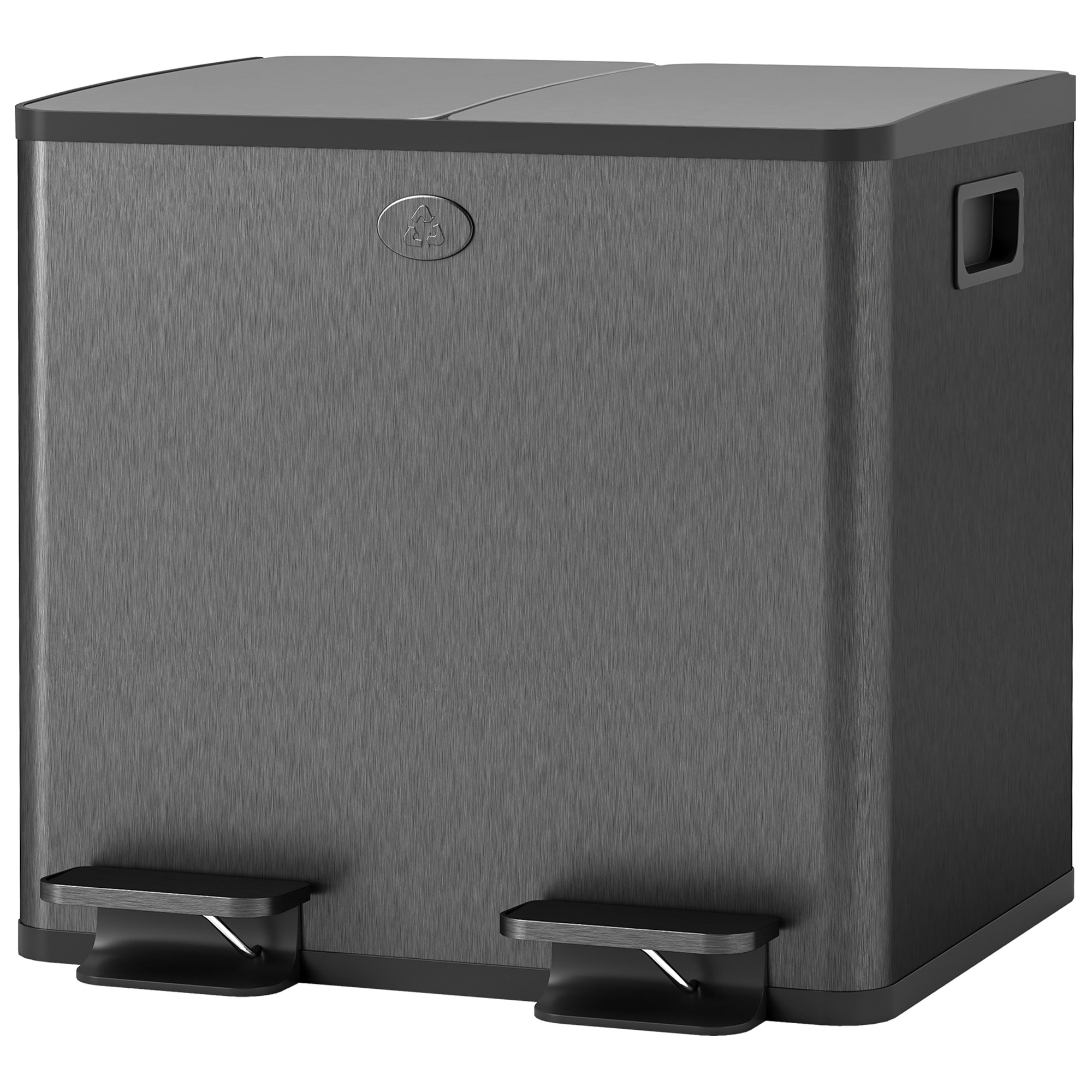 2 x 15 l topeltprügikasti, pedaaliga avatav, kergesti puhastatav, roostevaba teras, plastik, must