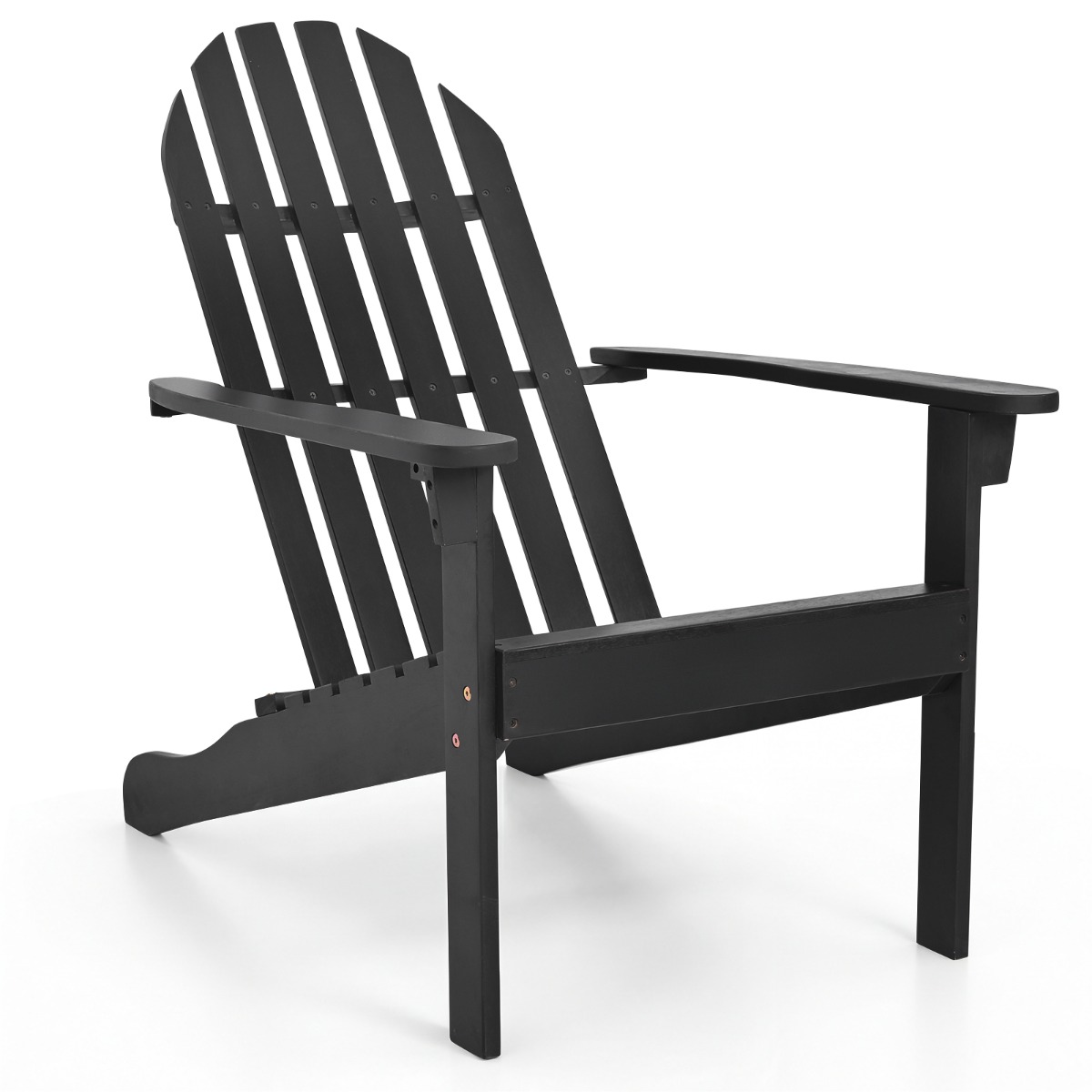 Adirondacki tool, akaatsiapuidust aiatool kaldus istme ja kõrge seljatoega, must