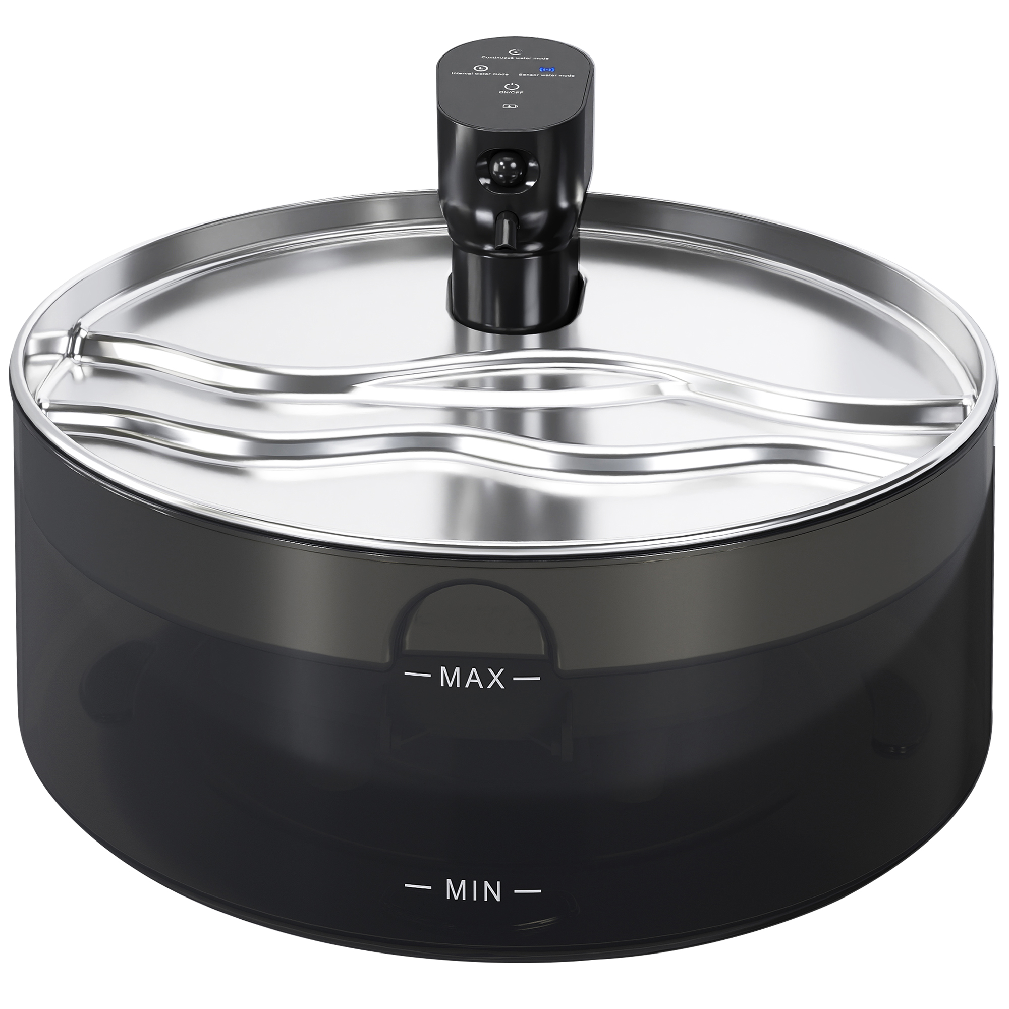 Kassi joogifontään 7L kassidele vaikse pumbaga LED-aktiivsöefiltriga roostevabast terasest 30,6 x 30,6 x 17,2 cm