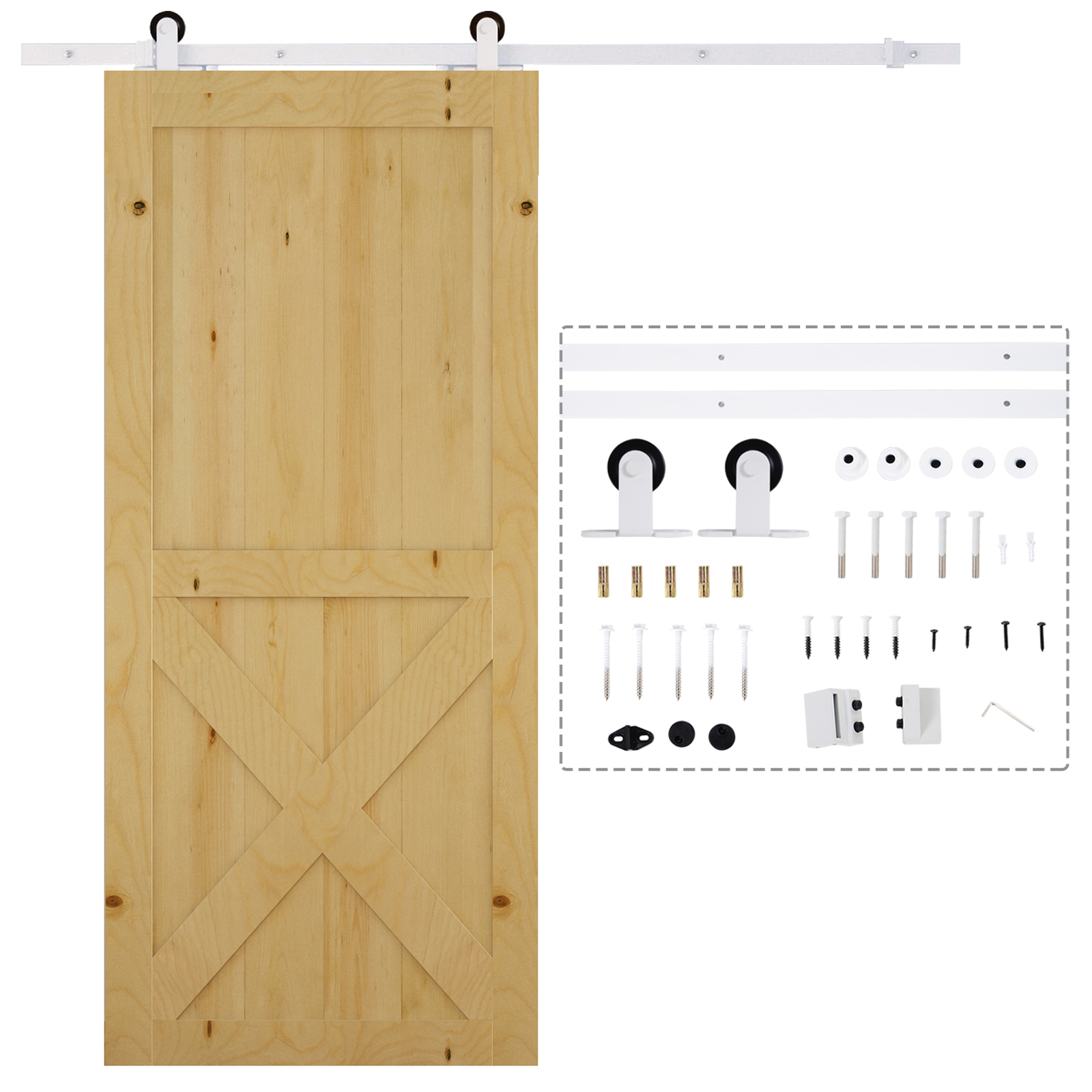 Lükandukse siinikomplekt, vaiksed rullikud, ruumisäästlik, süsinikteras, valge, 183 cm