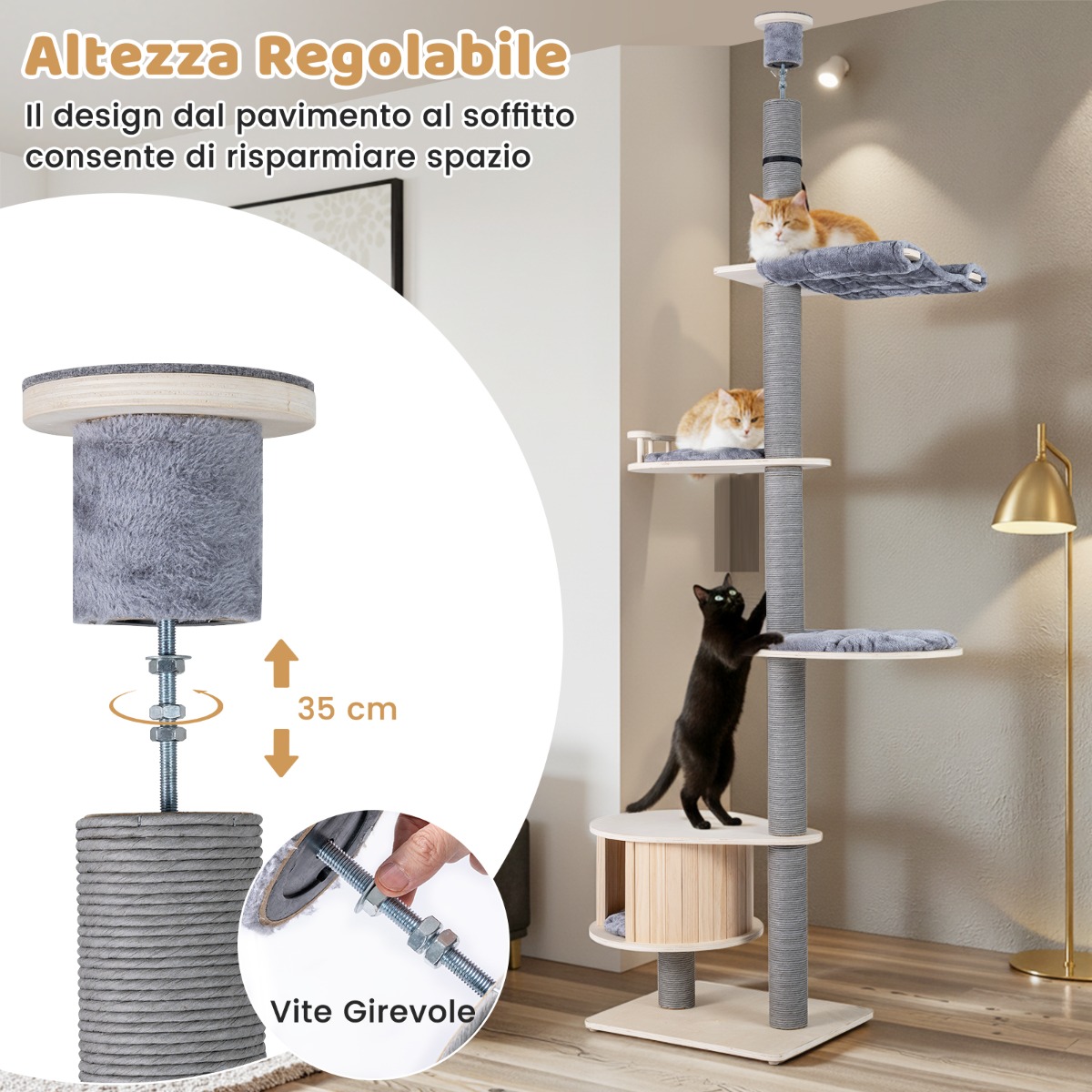 Lakke kinnitatav kassipuu, puidust reguleeritava kõrgusega kassitorn, siseruumidesse ronimiseks mõeldud kassipuu