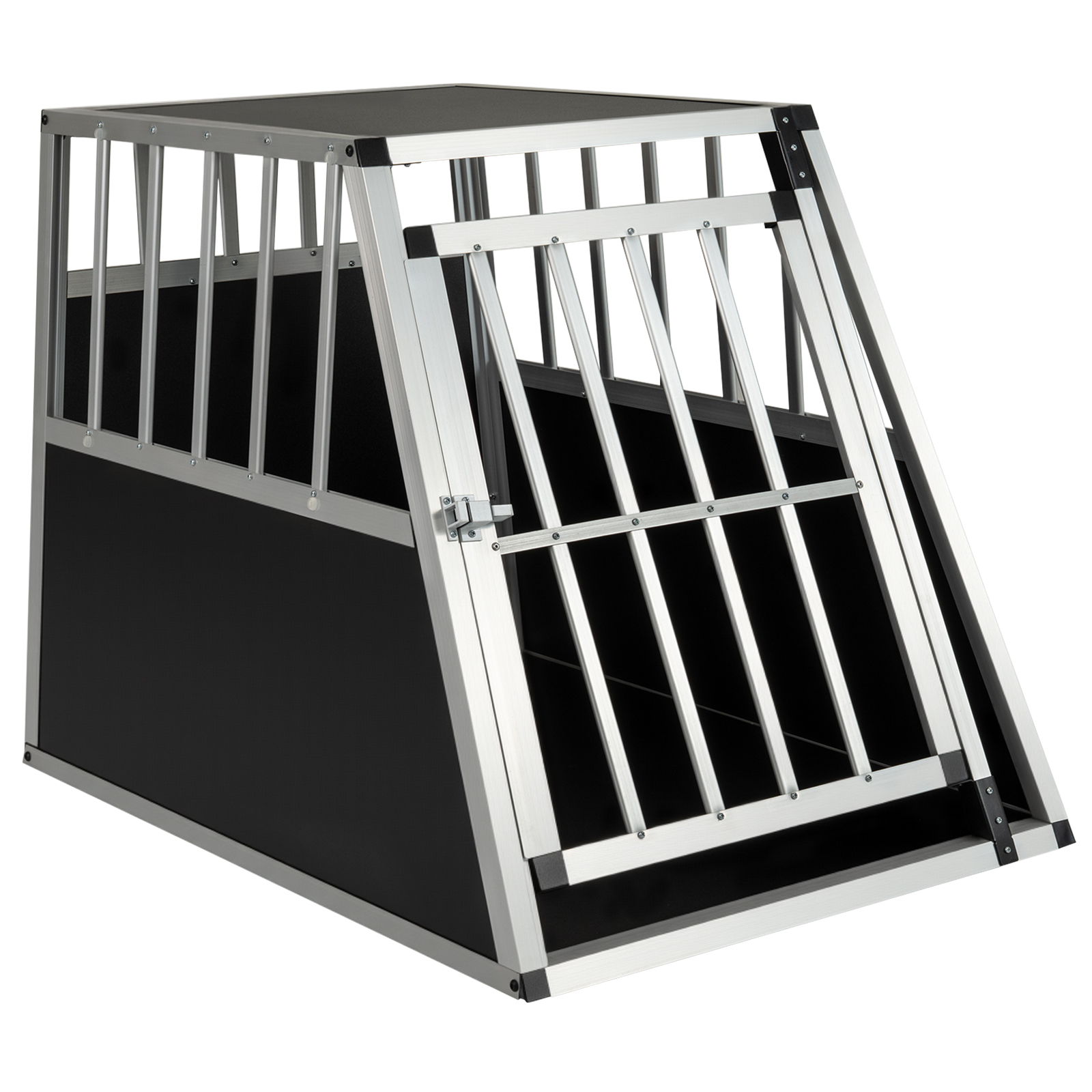 Koera transpordikast lukustatava ukse ja eemaldatava vaheseinaga, alumiiniumist koerakast, 91 x 65 x 69,5 cm