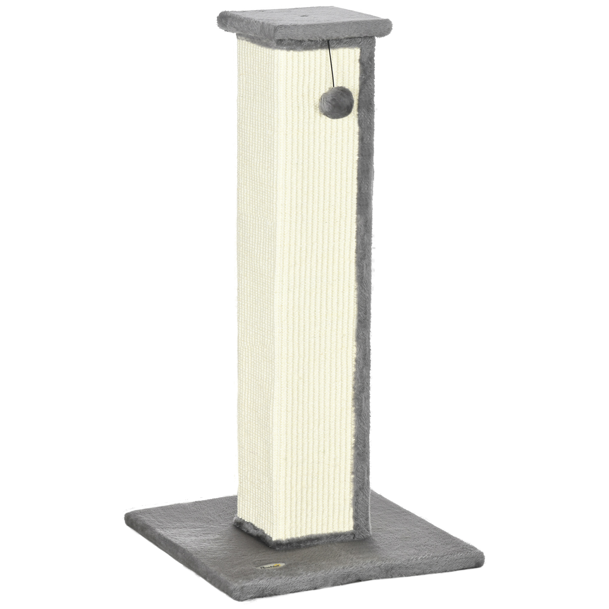 Kraapimispuu 81 cm kõrge sisalpost mängupalliga, ideaalne kuni 5 kg kassidele, siseruumides kasutamiseks, halli ja kreemika värviga| Aosom