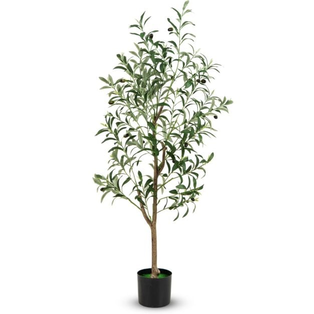 Elutruude viljadega kunst-oliivipuu hooldusvaba dekoratiivne tehistaim (kõrgus 130 cm 1 tk) roheline