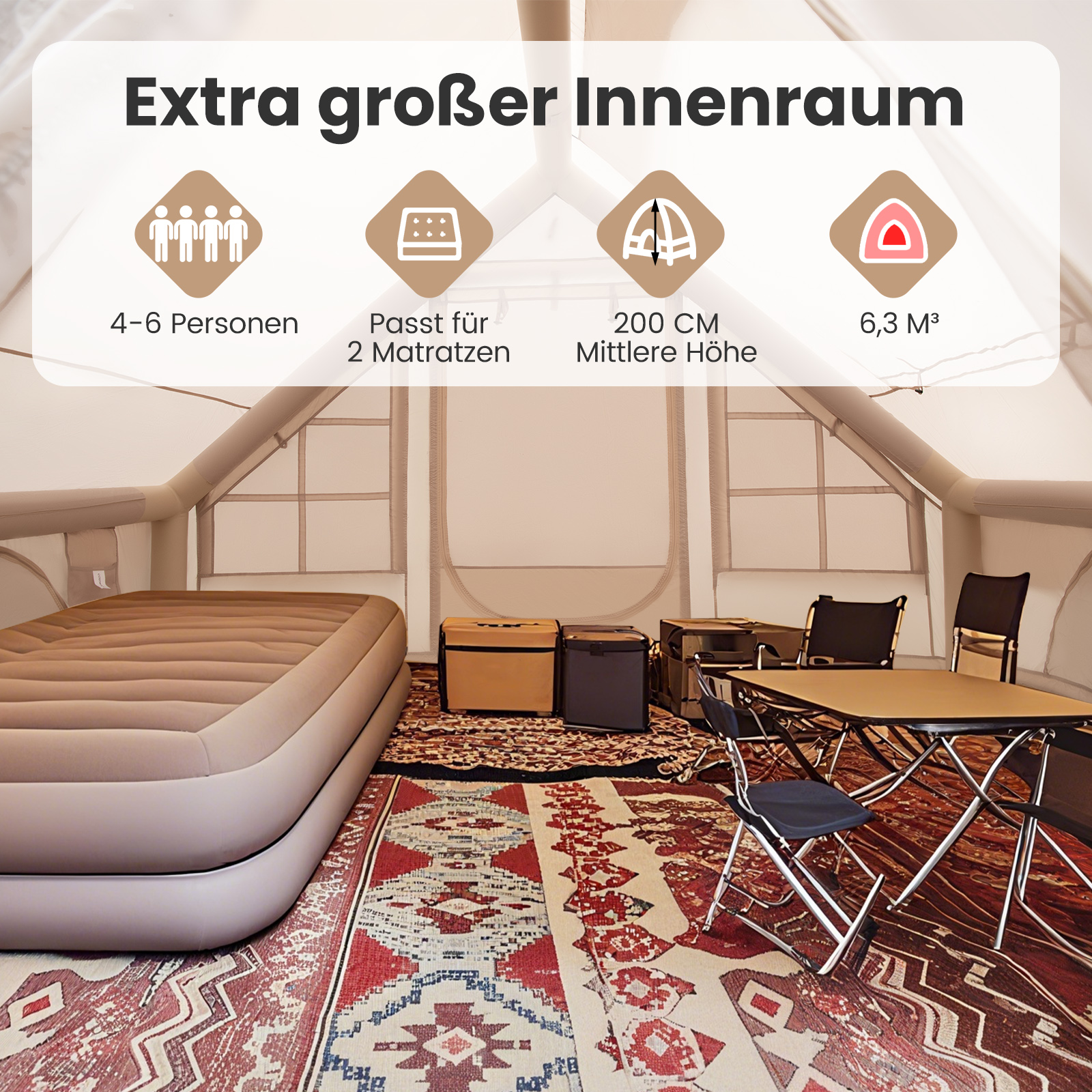 Täispuhutav telk 4-6 inimesele veekindel õhutelk koos pumbaga sääsevõrk aknad 2 ust bee