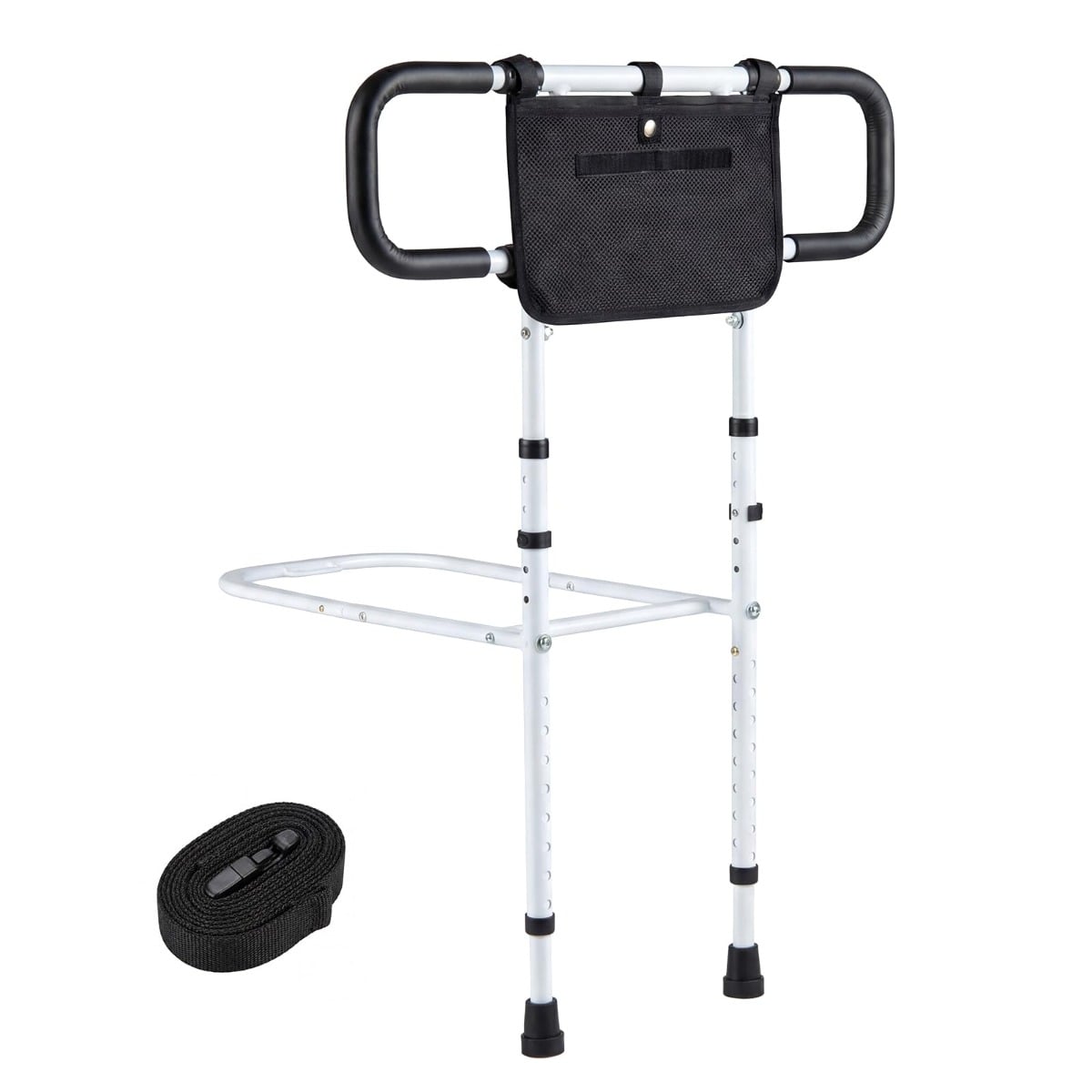 Kokkupandav voodiäär seenioridele, voodikäepide eemaldatava hoiukotiga, valge