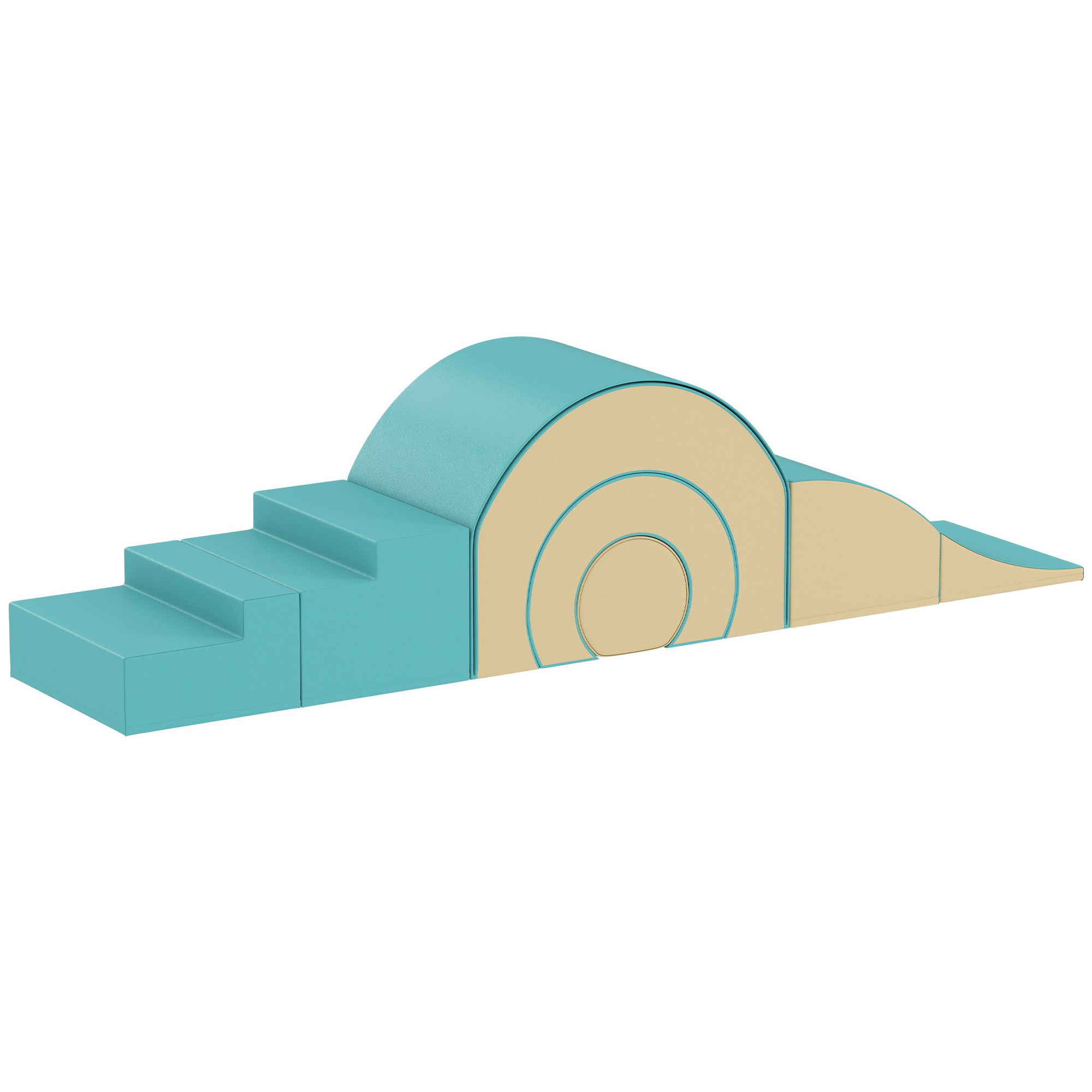 5-osaline pehmete ehitusklotside komplekt beebidele ja väikelastele, vaht, kunstnahk, 5 loomingulist kuju, siseruumide komplekt ronimiseks, roomamiseks, mängimiseks, roheline