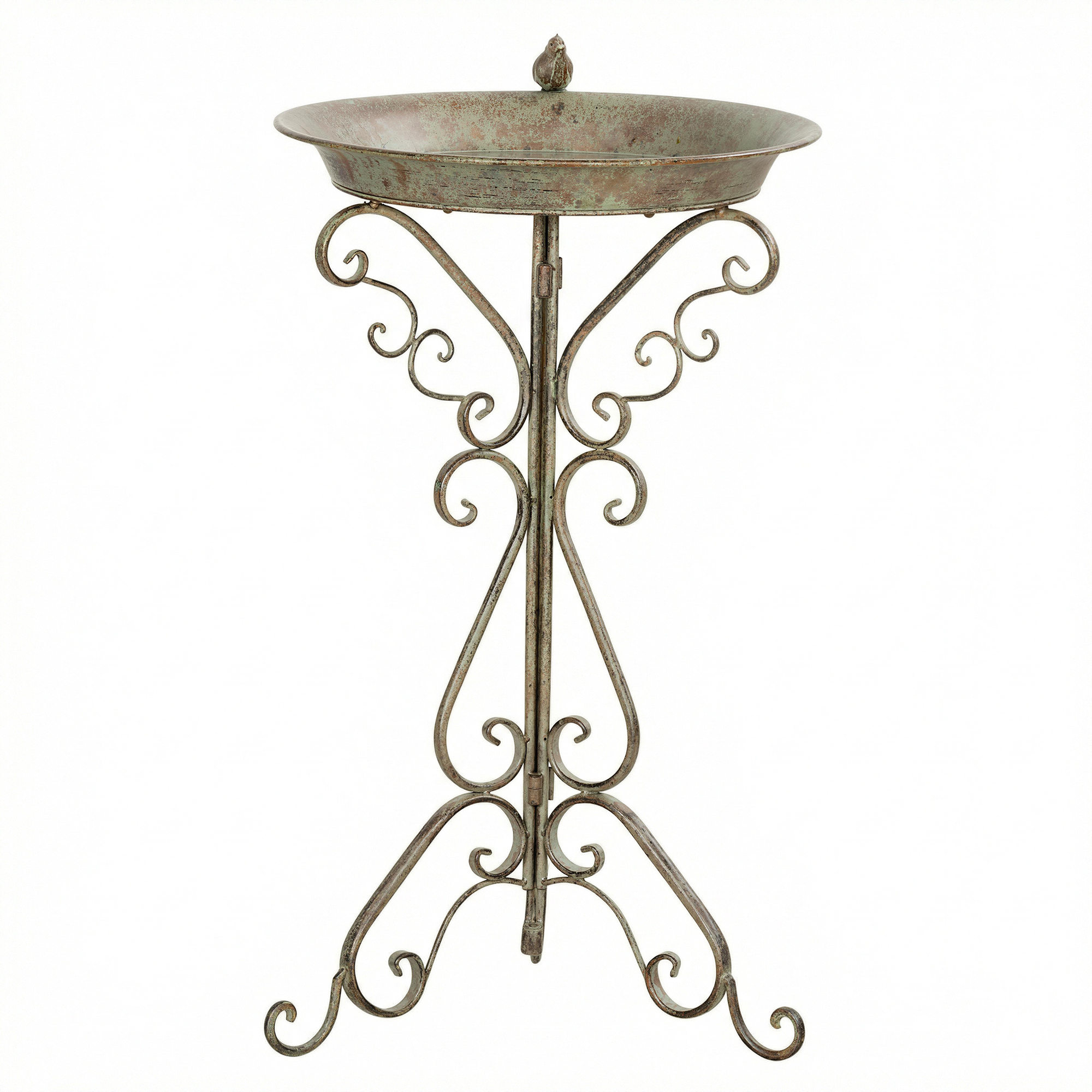 Linnuvann linnukuju ja dekoratiivse alusega, vintage aia linnuvanni kausi alus, roheline