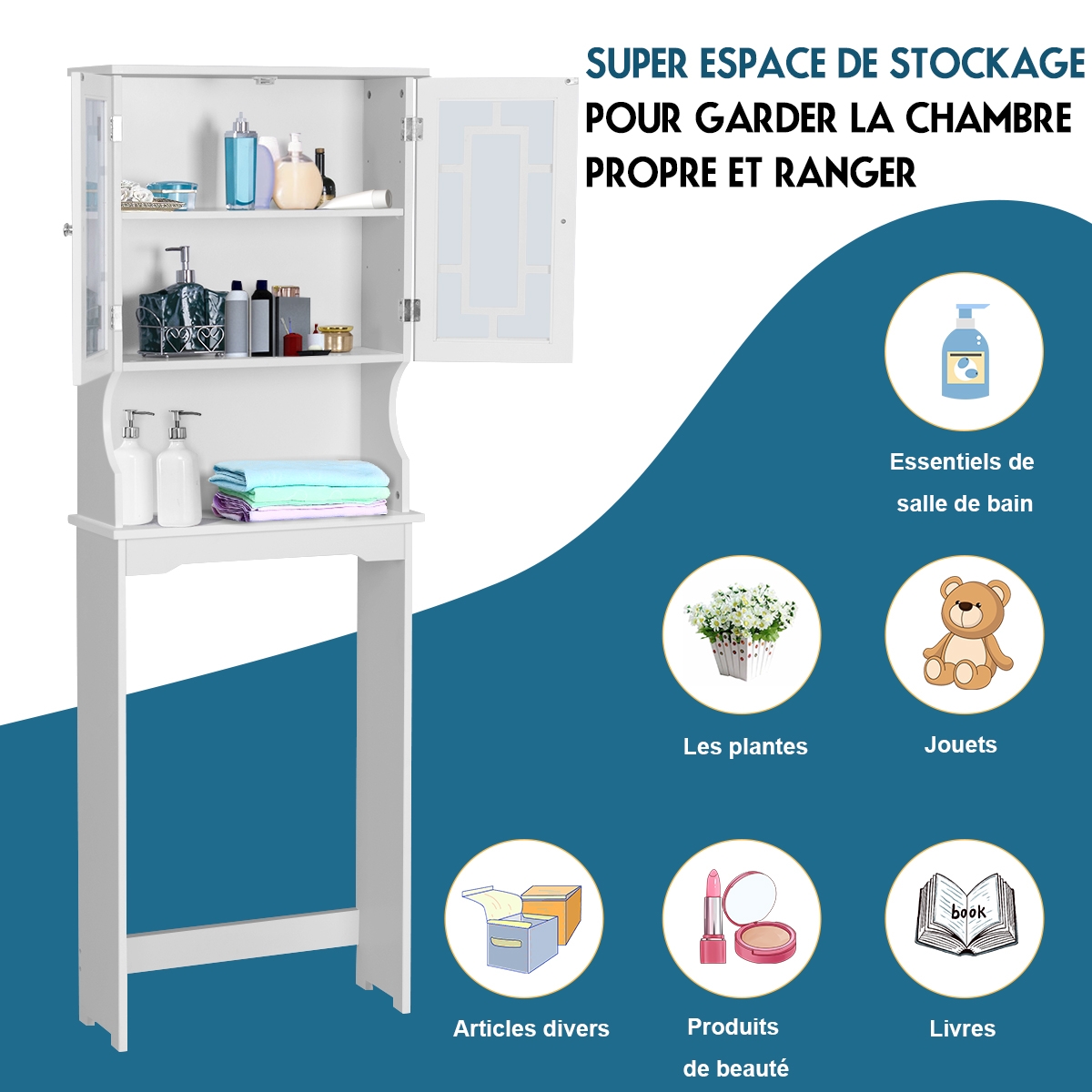 Tualetikapp vannitoa riiul tualettriiul pesumasinakapp 3 riiuliga valge 60 x 22 x 1705 cm