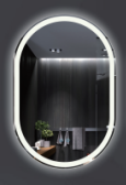 90 x 55 cm valgustusega vannitoapeegel uduvastase funktsiooniga, seinapeegel, ovaalne peegel