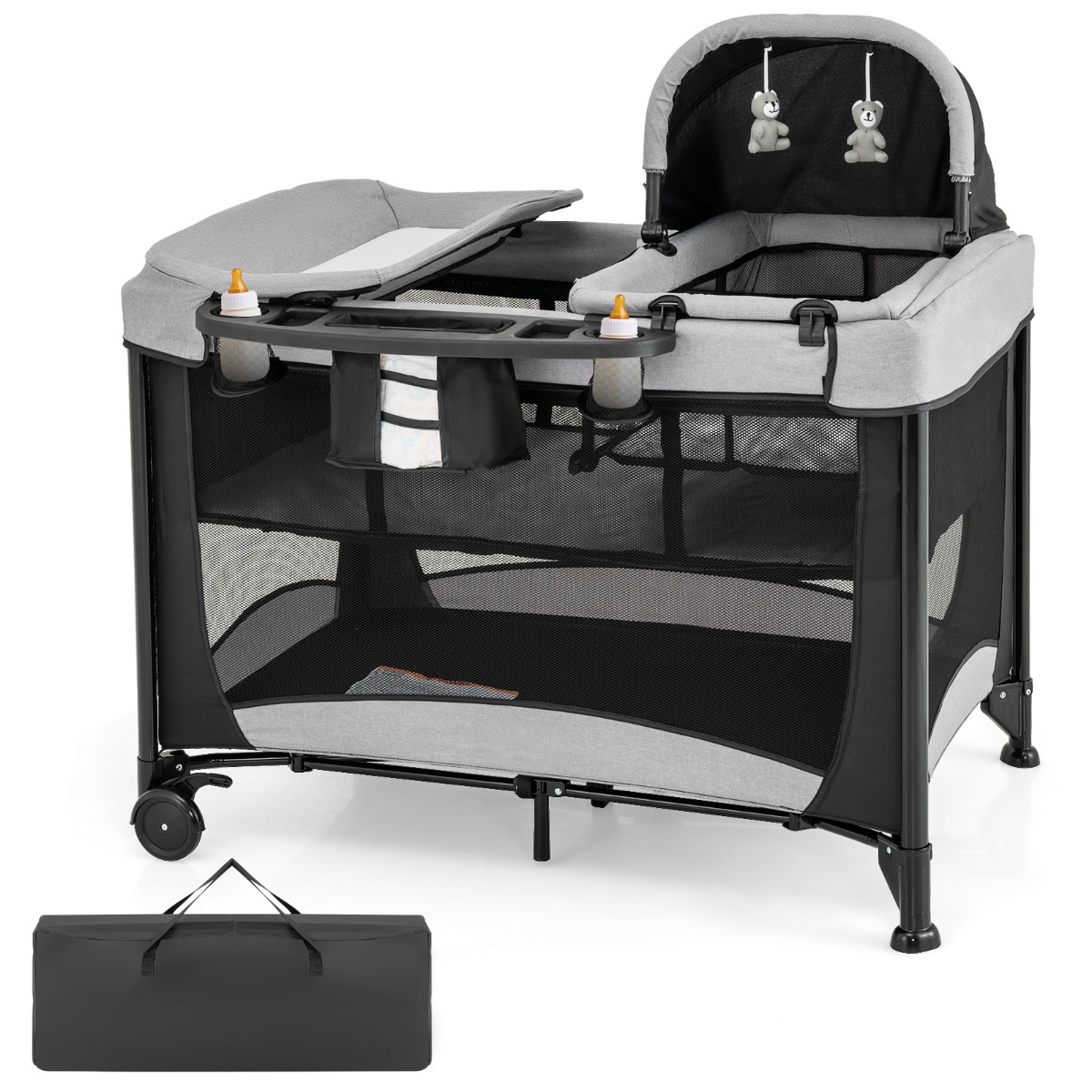 Viis-ühes kaasaskantav beebivoodi koos reisivoodiga