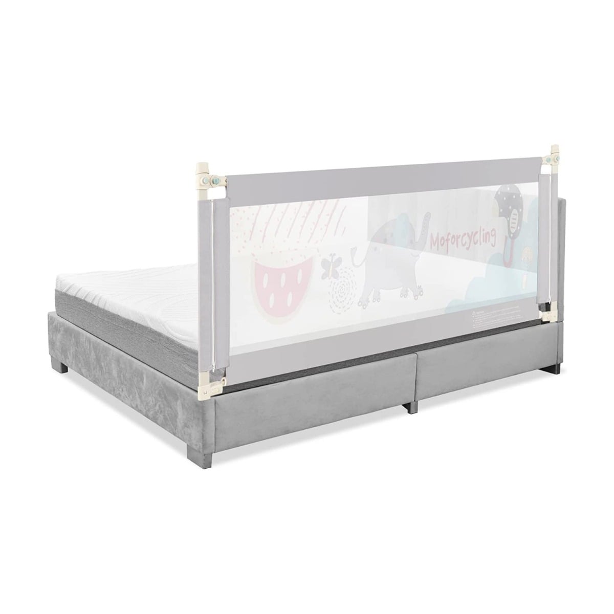 175 cm voodiäär, 24-astmeline reguleeritava kõrgusega lapseäär topeltlukuga, hall