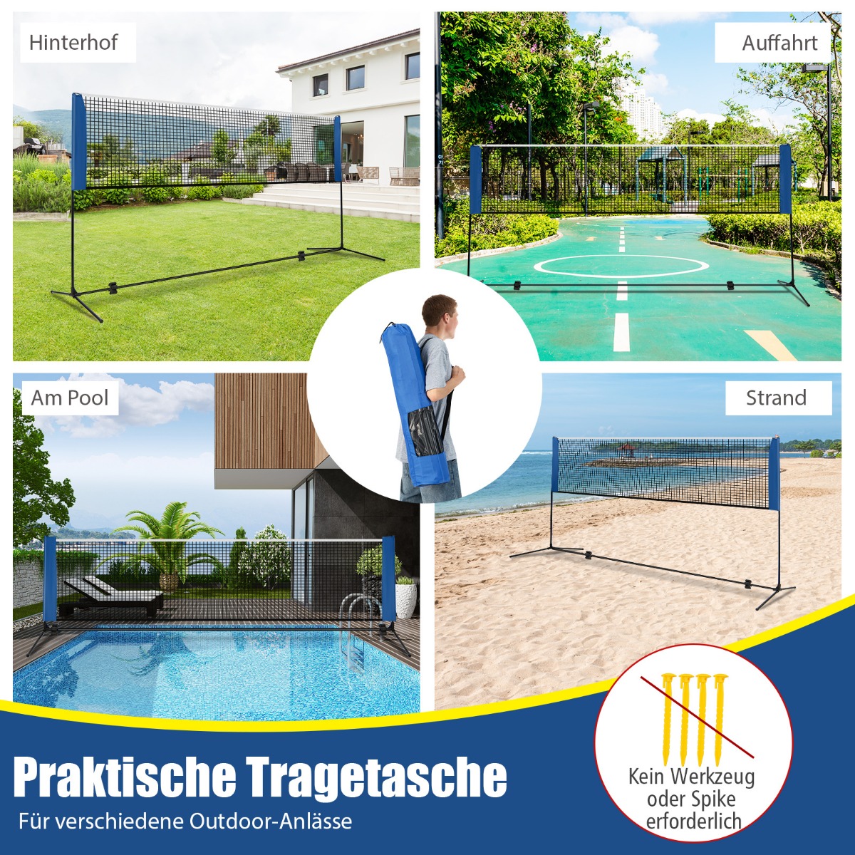 Sulgpallivõrk koos alusega reguleeritava kõrgusega sulgpallivõrk 2 sulgpalli ja kandekott 420 x 102 x 89155 cm
