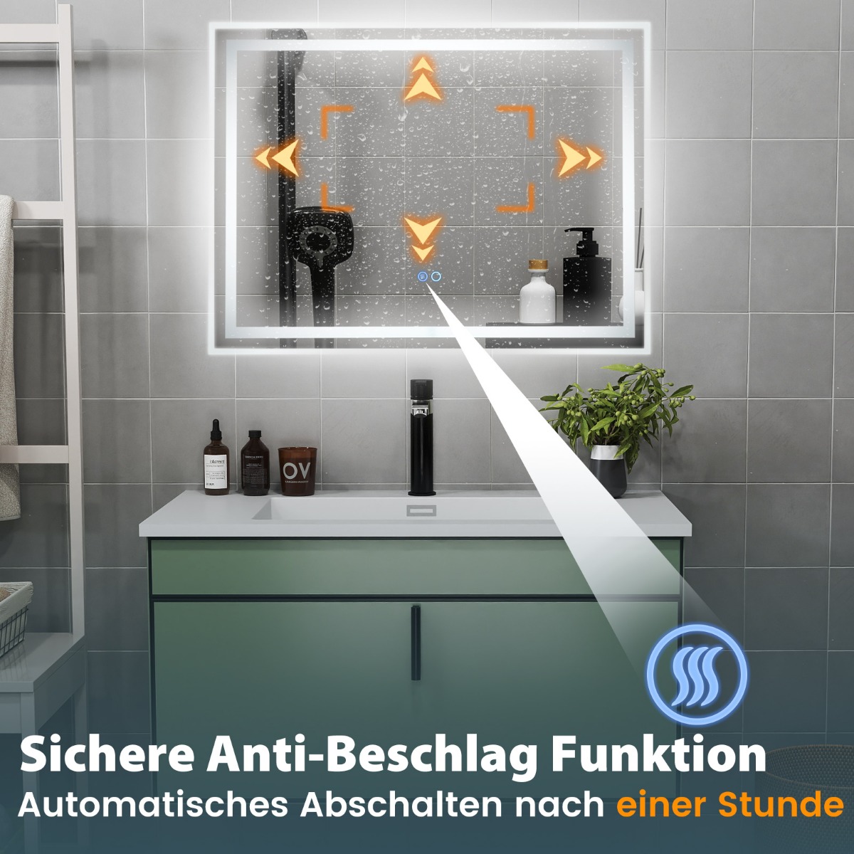 Led-vannitoa peegel valgustusega 80 x 60 cm vannitoapeegel uduvastane ristkülikukujuline