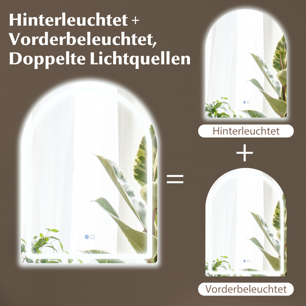 Led-vannitoa peegel valgustusega 60 x 80 cm vannitoapeegel uduvastane kaar hõbedane