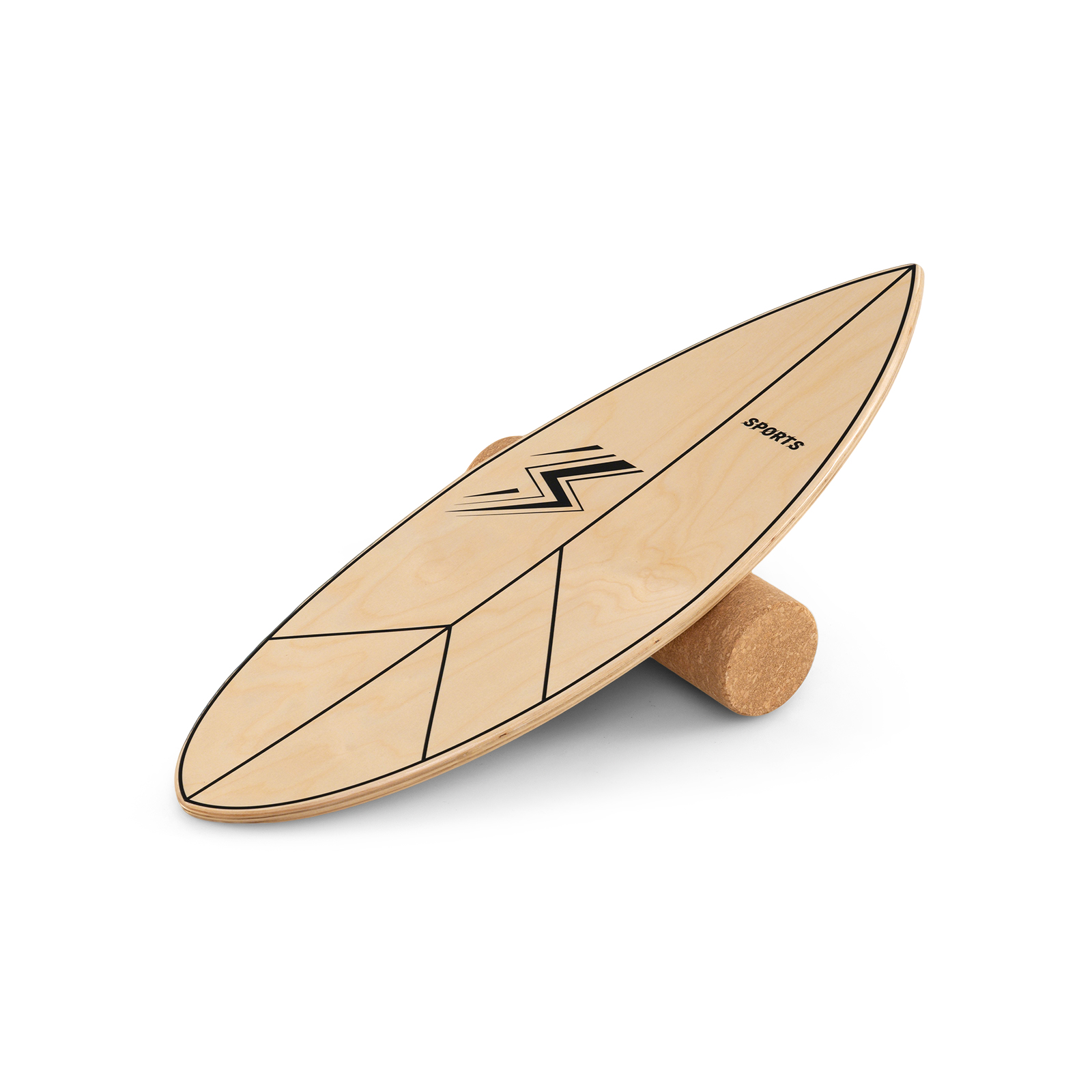 Puidust tasakaalulaud stabiliseeritud korgirulli ja 11-kihilise kasepuiduga, naturaalne viimistlus