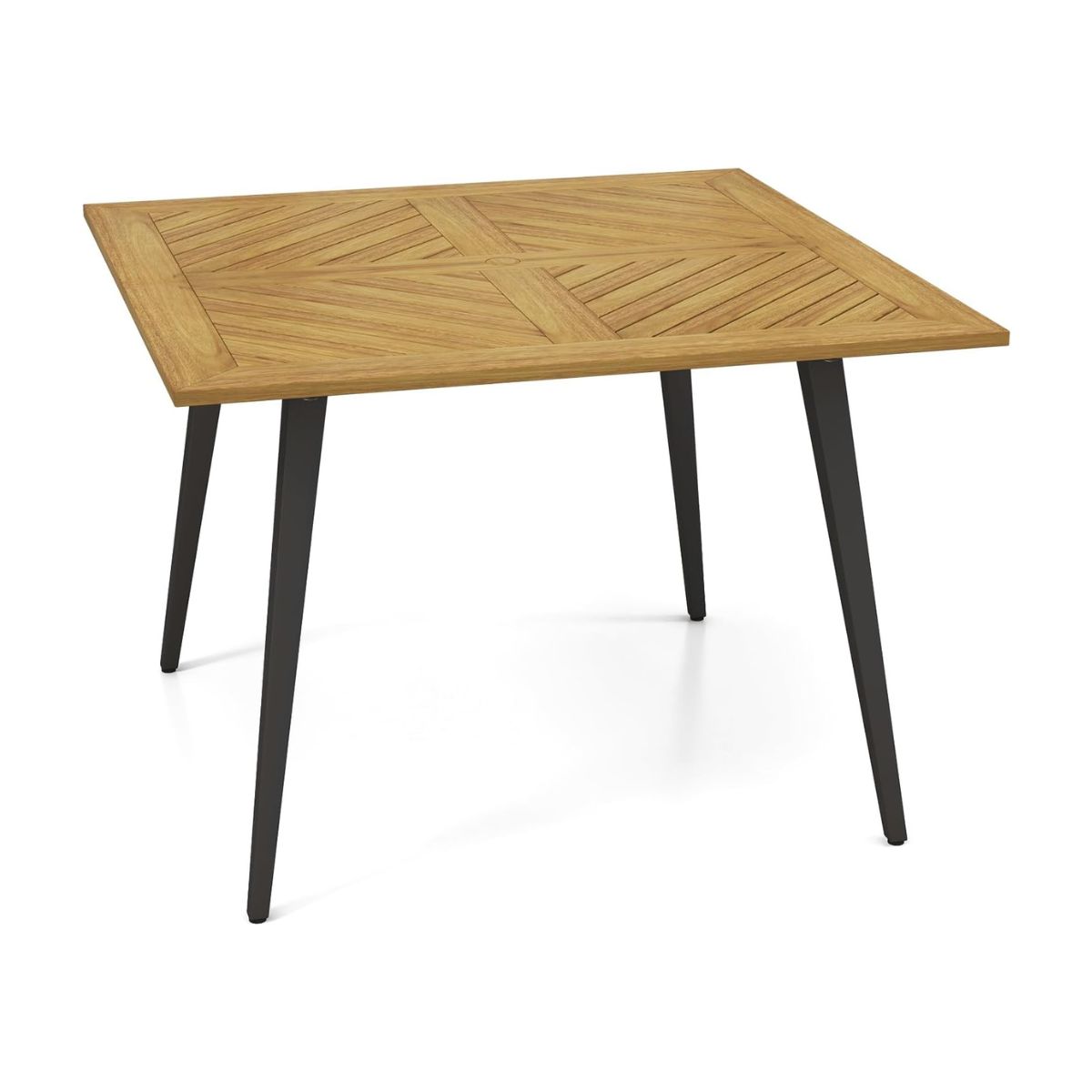 Aialaud vihmavarjuauguga nelinurkne terrassilaud akaatsiapuidust 4 inimesele