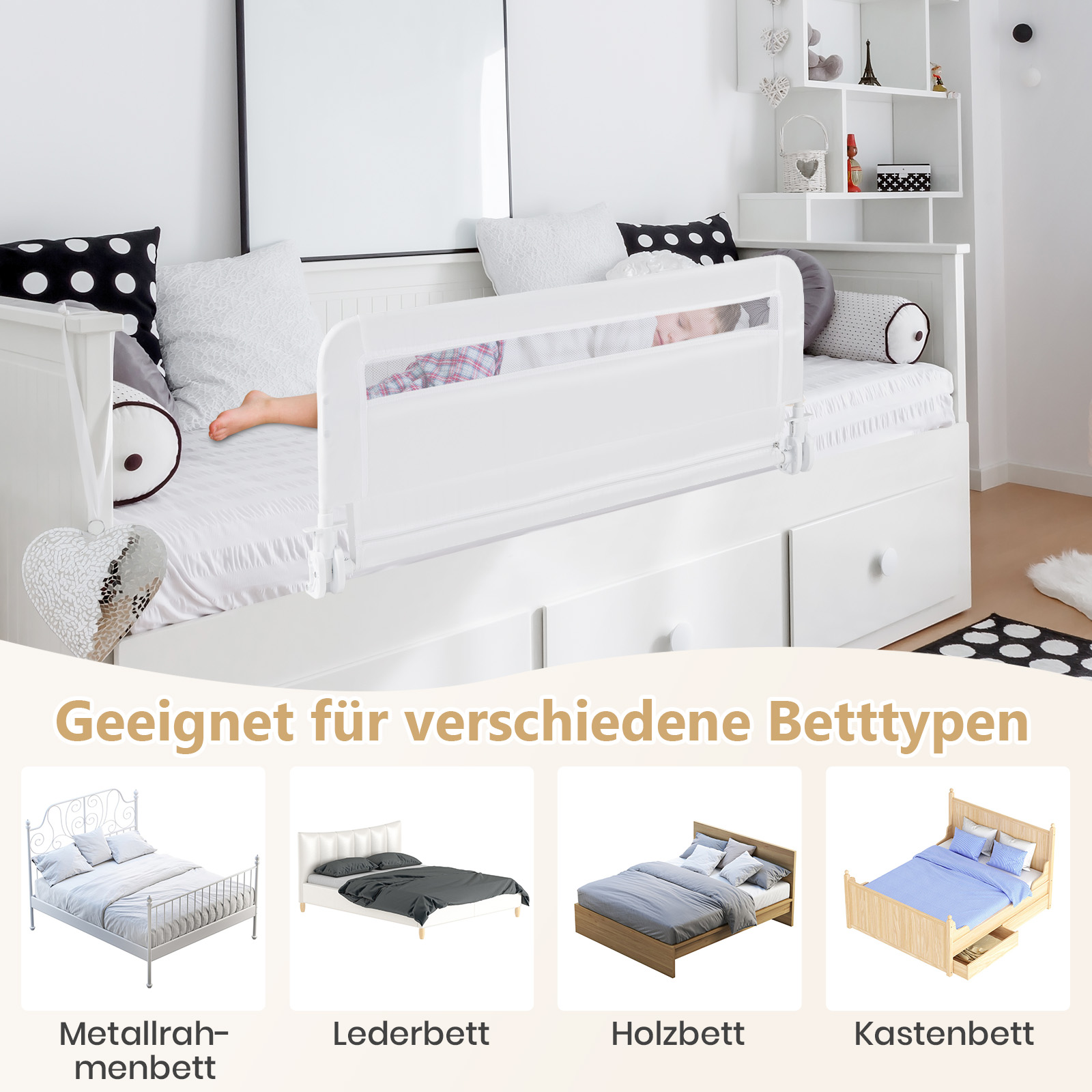 Voodipiire väikelastele 100 cm kokkupandav beebivoodipiire eemaldatava ja pestava kattega valge