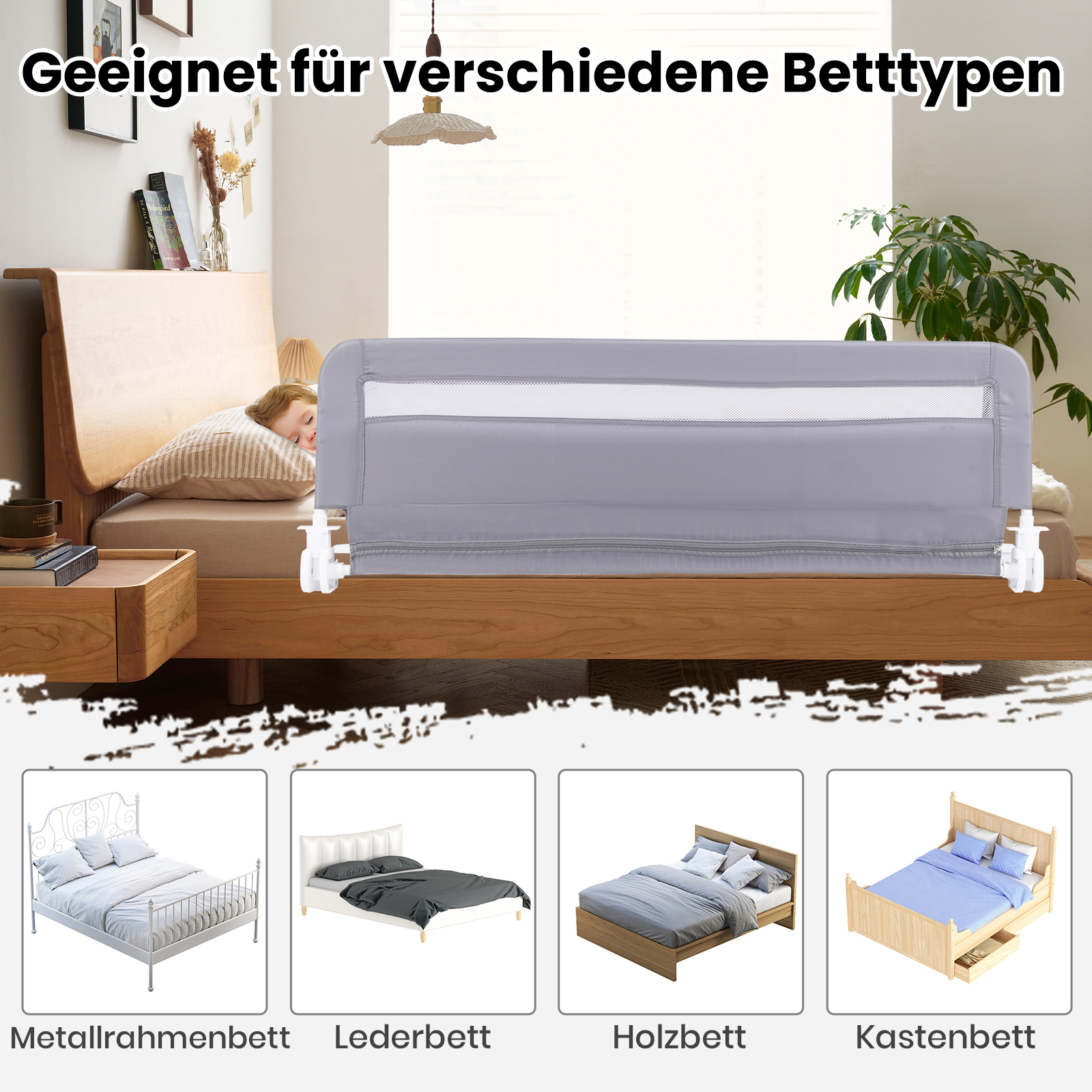 Voodipiire väikelastele 120 cm kokkupandav beebivoodipiire eemaldatava ja pestava kattega hall