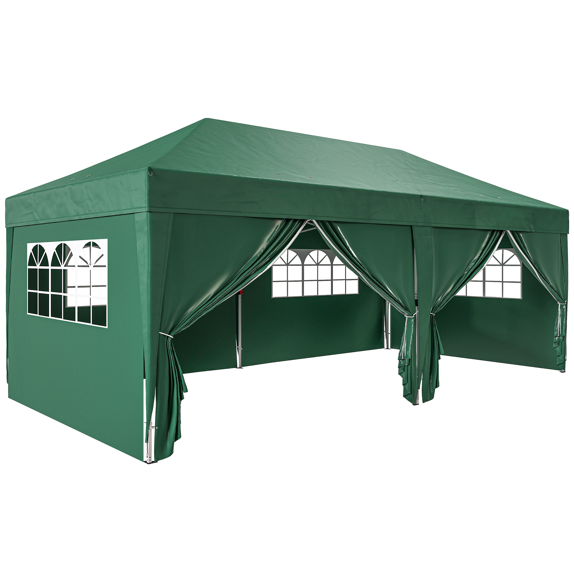 Paviljon u 6x3m, vastupidav, talvekindel kokkupandav paviljon akna, lukuga ukse, külgpaneelide ja UV-kaitsega