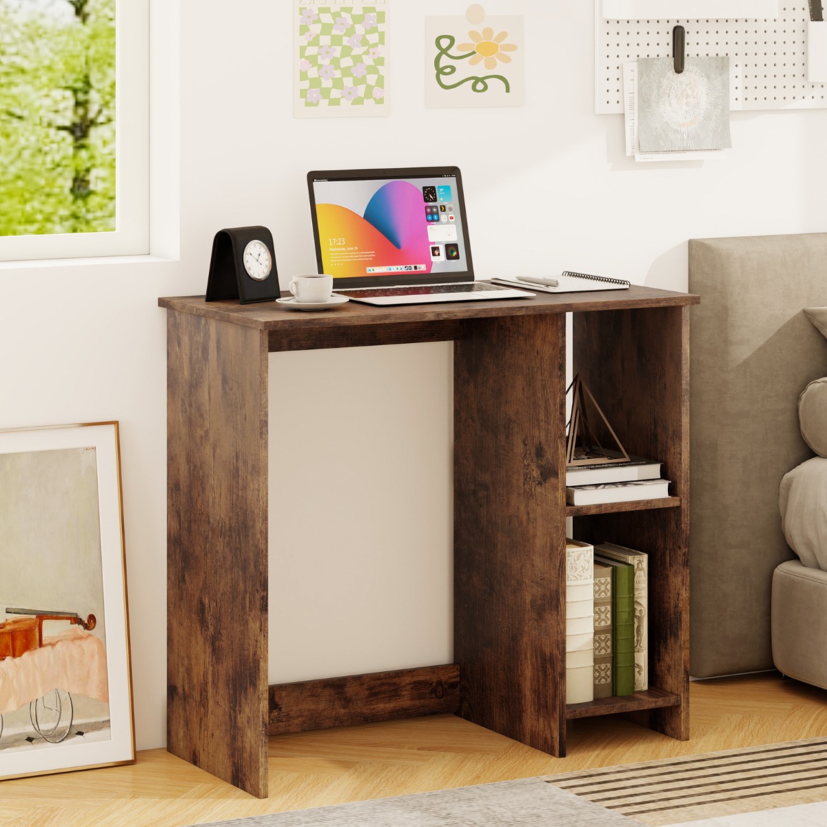 Arvutilaud, töölaud väikesesse ruumi, 2 sektsiooniga, arvutilaud, 40 x 80 x 74 cm, kohvivärvi