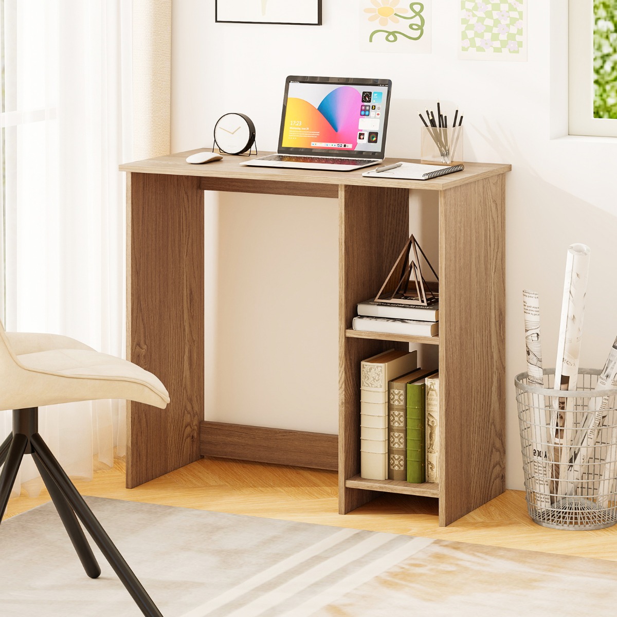 Arvutilaud, töölaud väikesesse ruumi, 2 sektsiooniga, arvutilaud, 40 x 80 x 74 cm, naturaalne